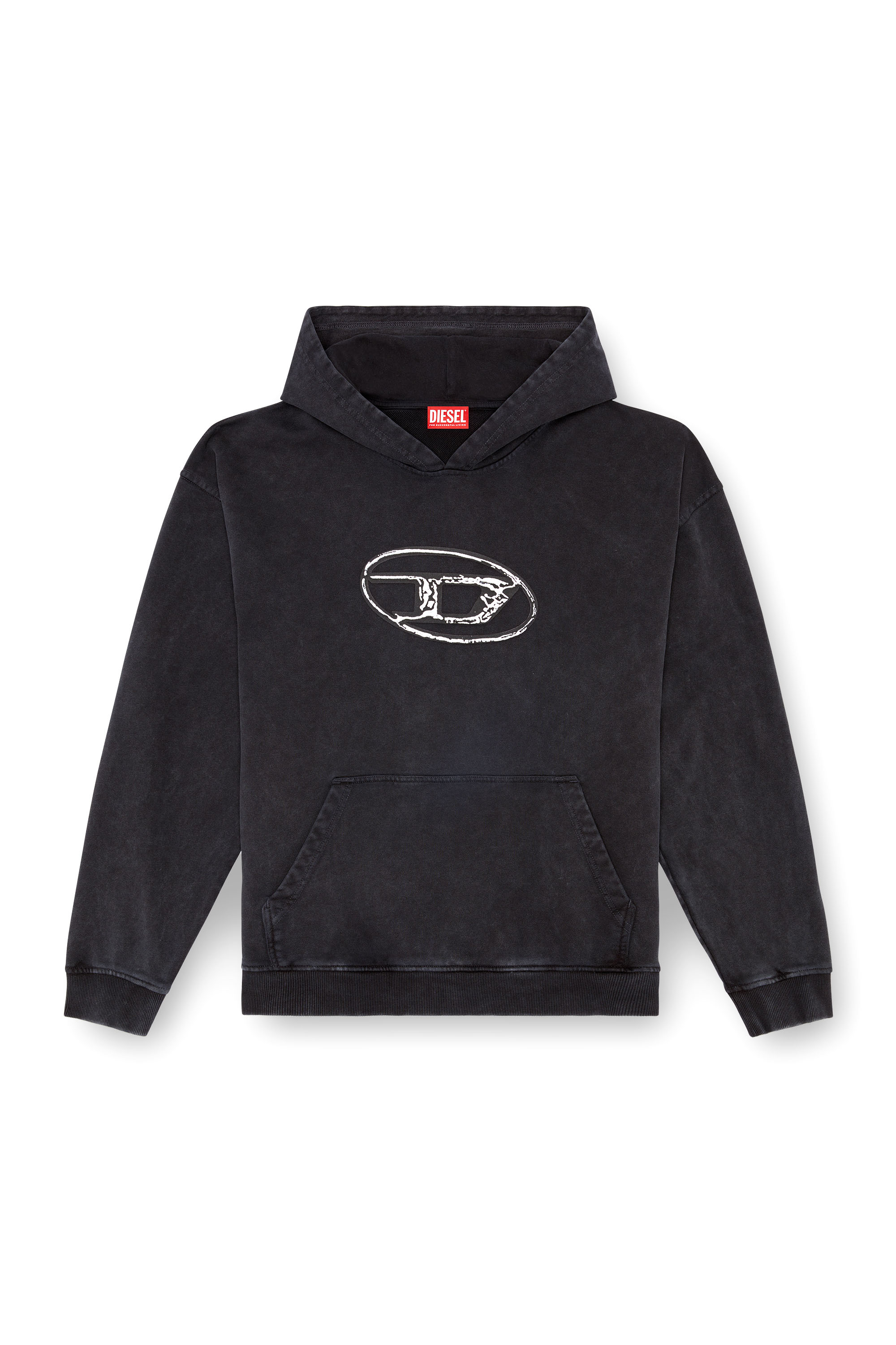 Diesel - S-BOXT-HOOD-Q7, Sudadera con capucha con estampado del logotipo de varias capas Hombre in Negro - 4