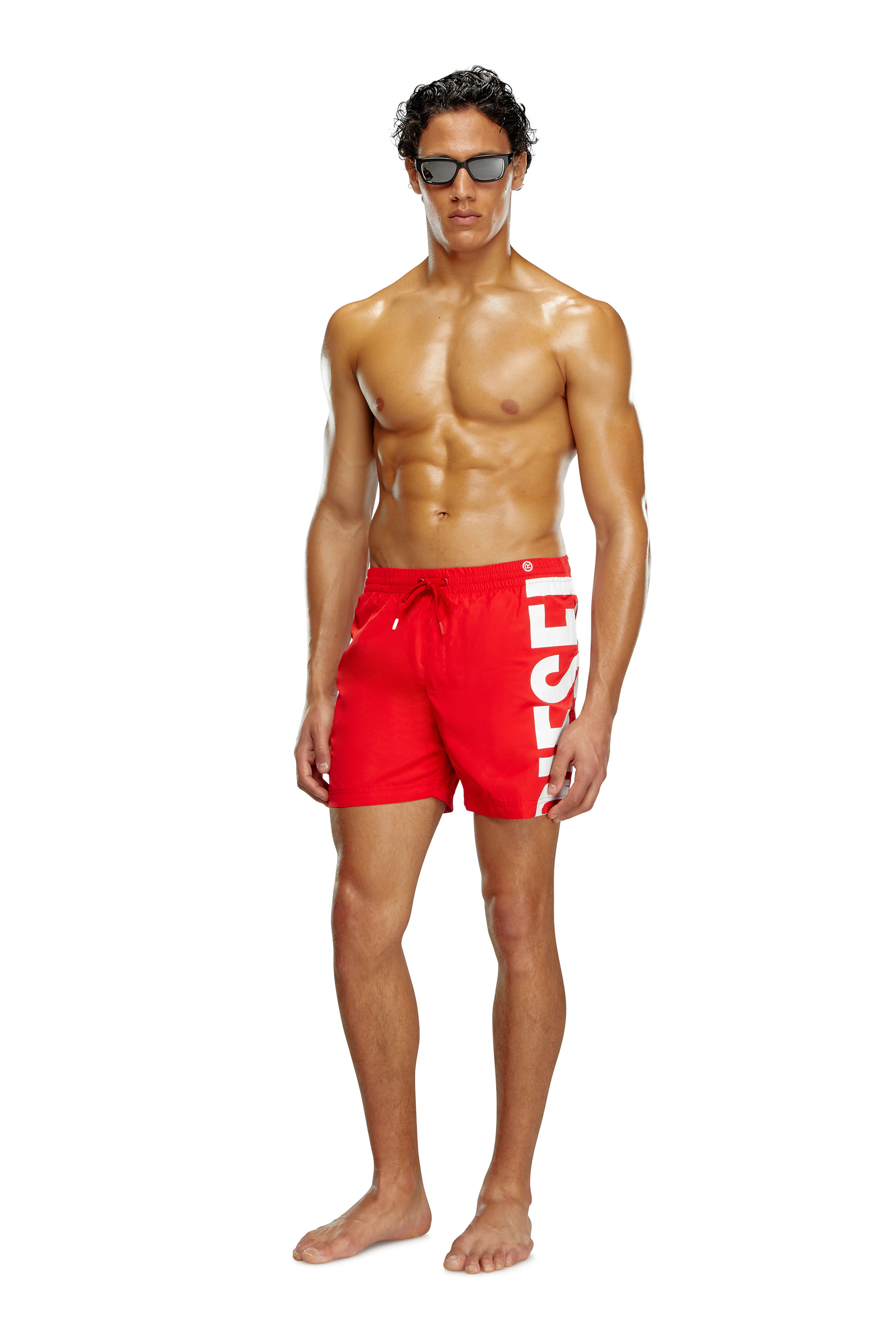 Diesel - BMBX-RIO-41, Boardshorts con estampado del logotipo en el lateral Hombre in Rojo - 1