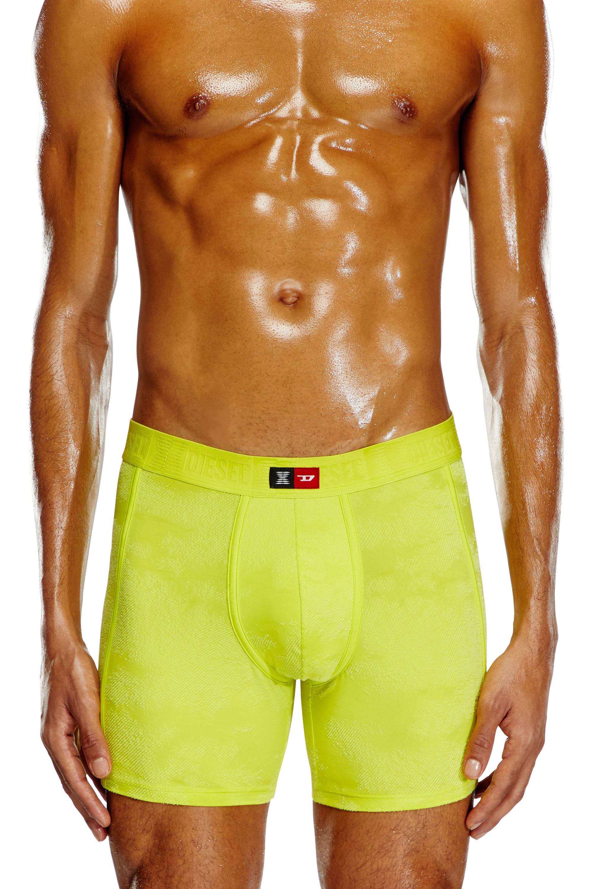 Diesel - FLOCKED-BOXER-BRIEFS, Man's Flocked microfibre boxer briefs in Green Fluo - 3