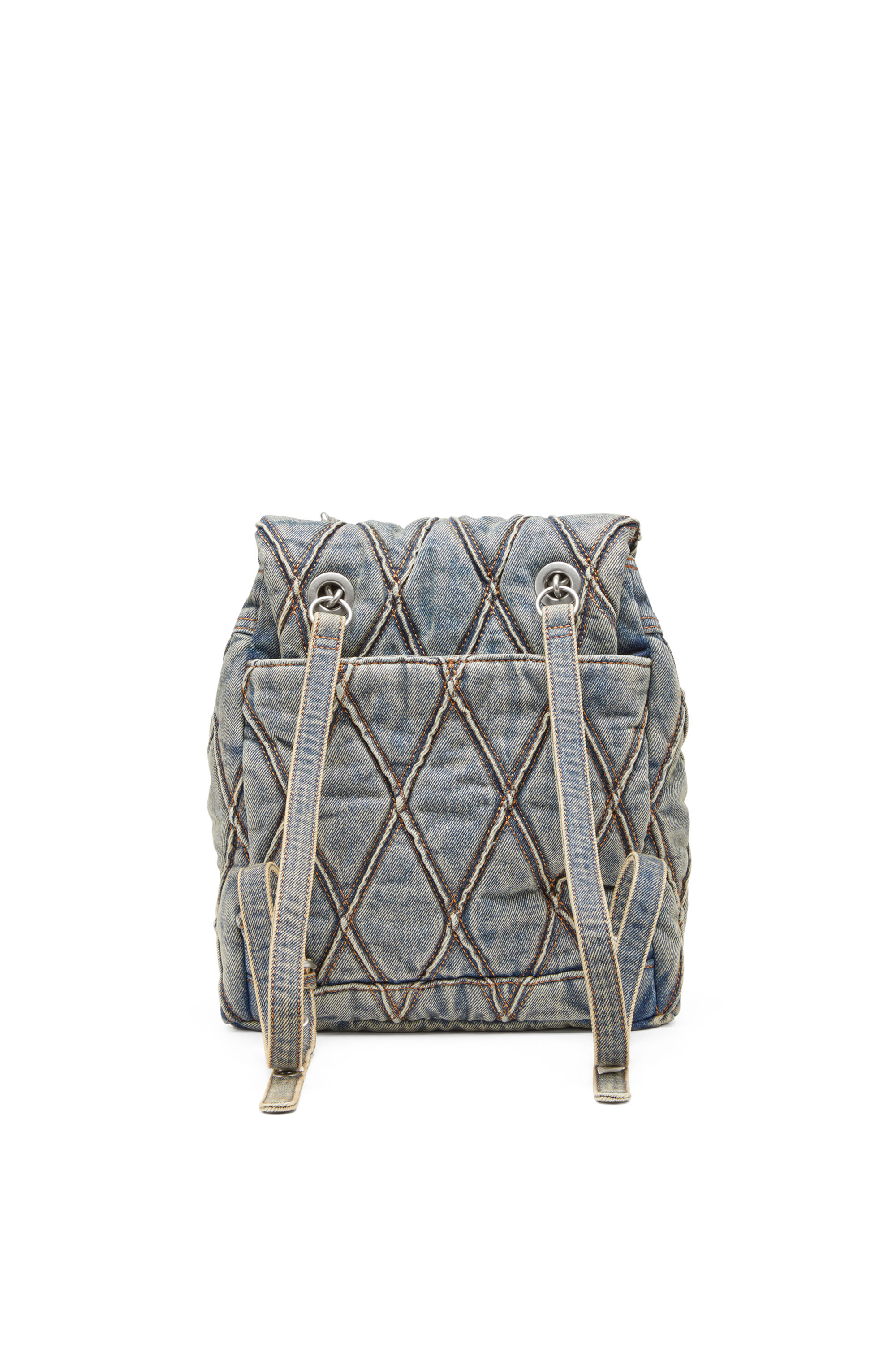 Diesel - CHARM-D BACKPACK S, Woman's Charm-D S-Backpack in Argyle quilted denim in Blue - 3