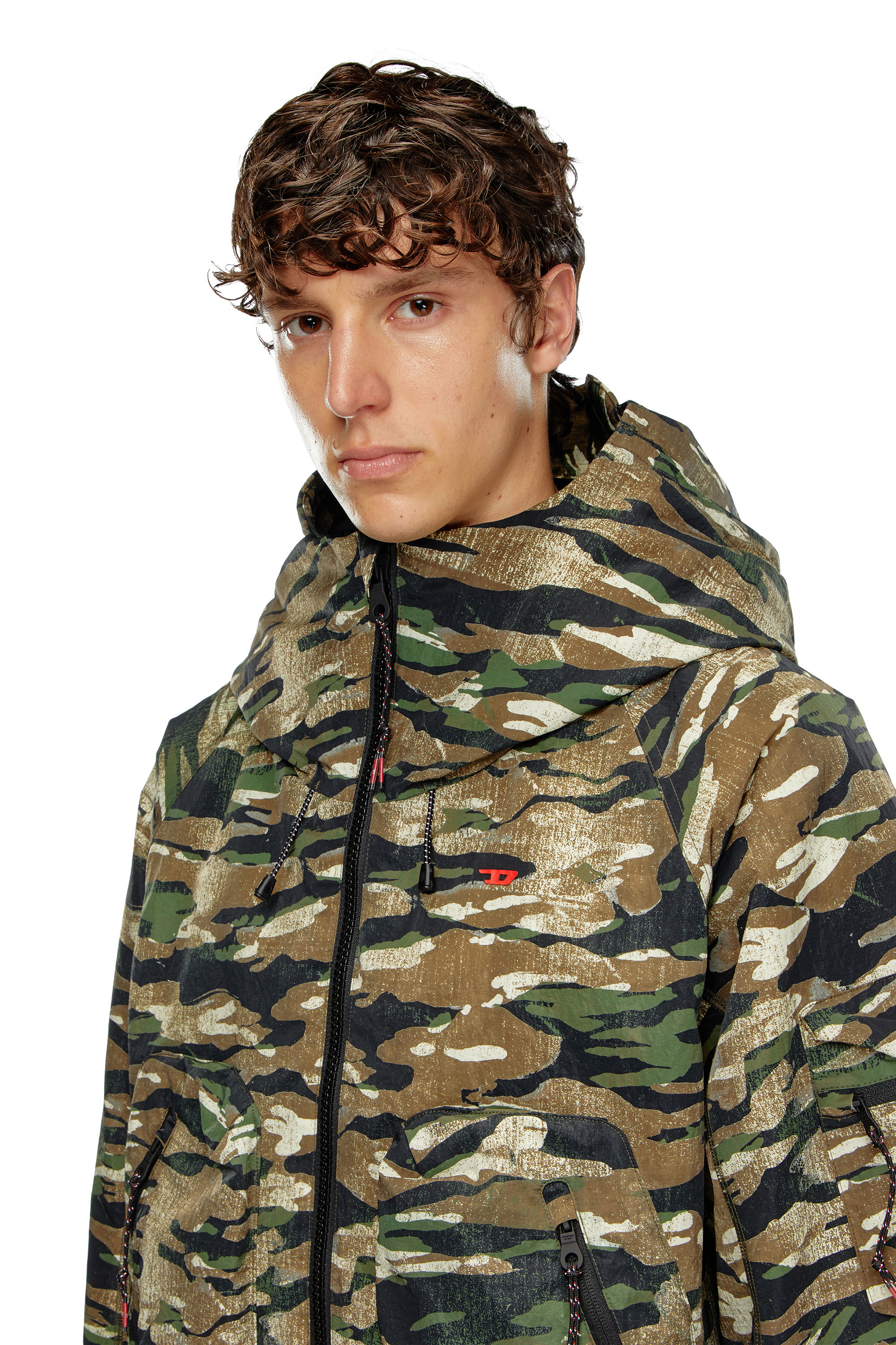 Diesel - AMWT-BERNARD-WT24, Man's Camouflage hooded jacket in Green/Brown - 4