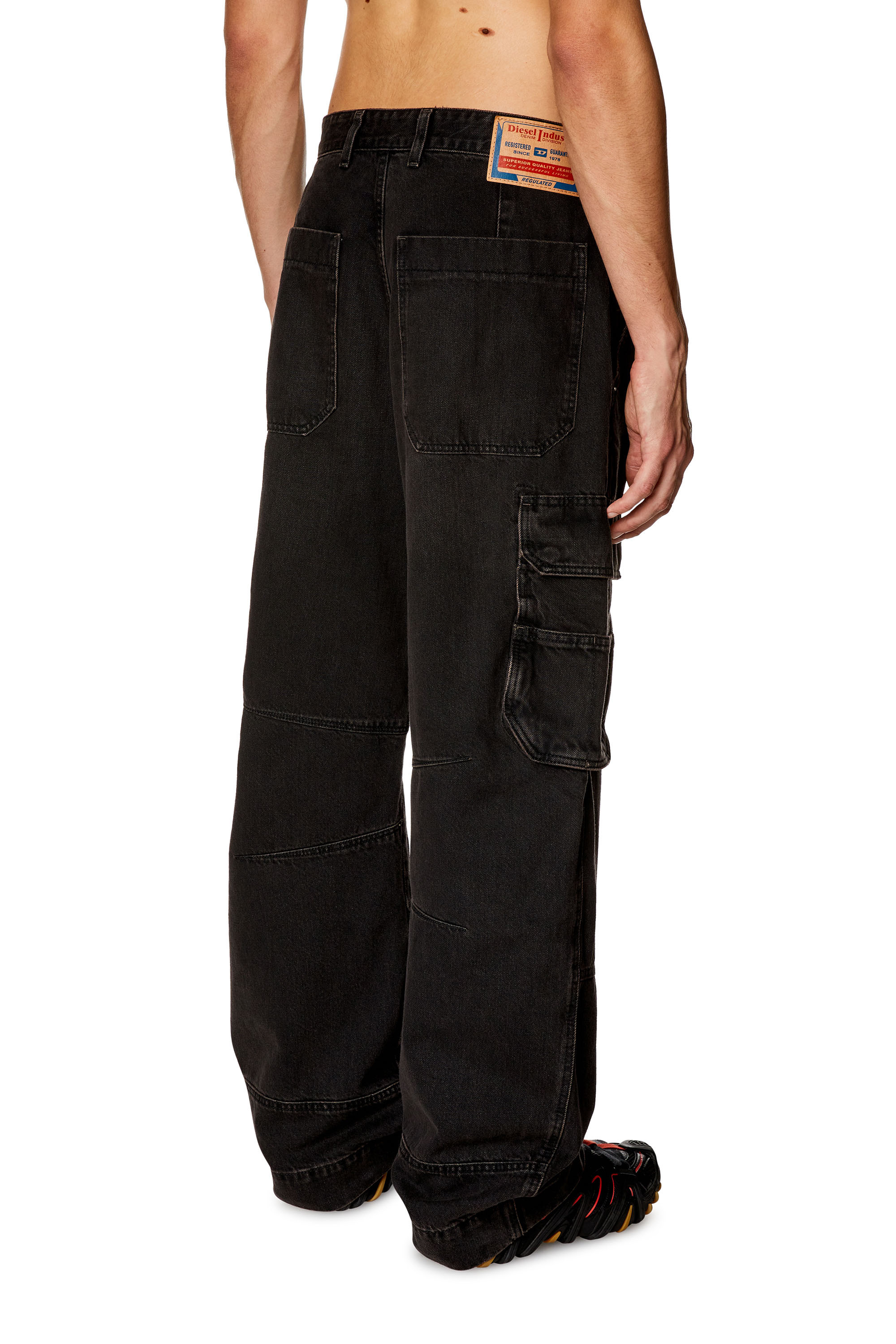 Diesel - Man's Relaxed Jeans D-Fish 0KIAG, Black/Dark grey - 4