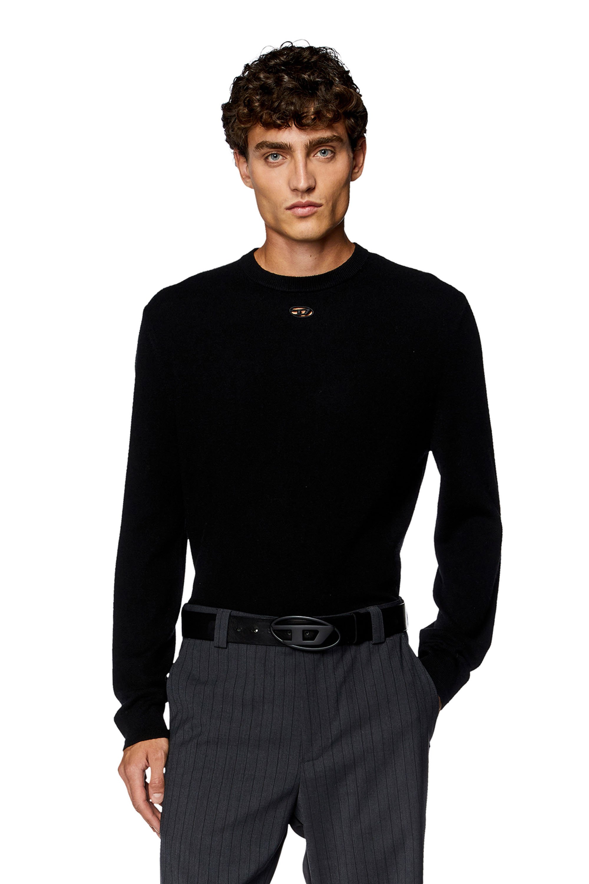 Diesel - K-VIERI, Man's Wool and cashmere jumper in Black - 1