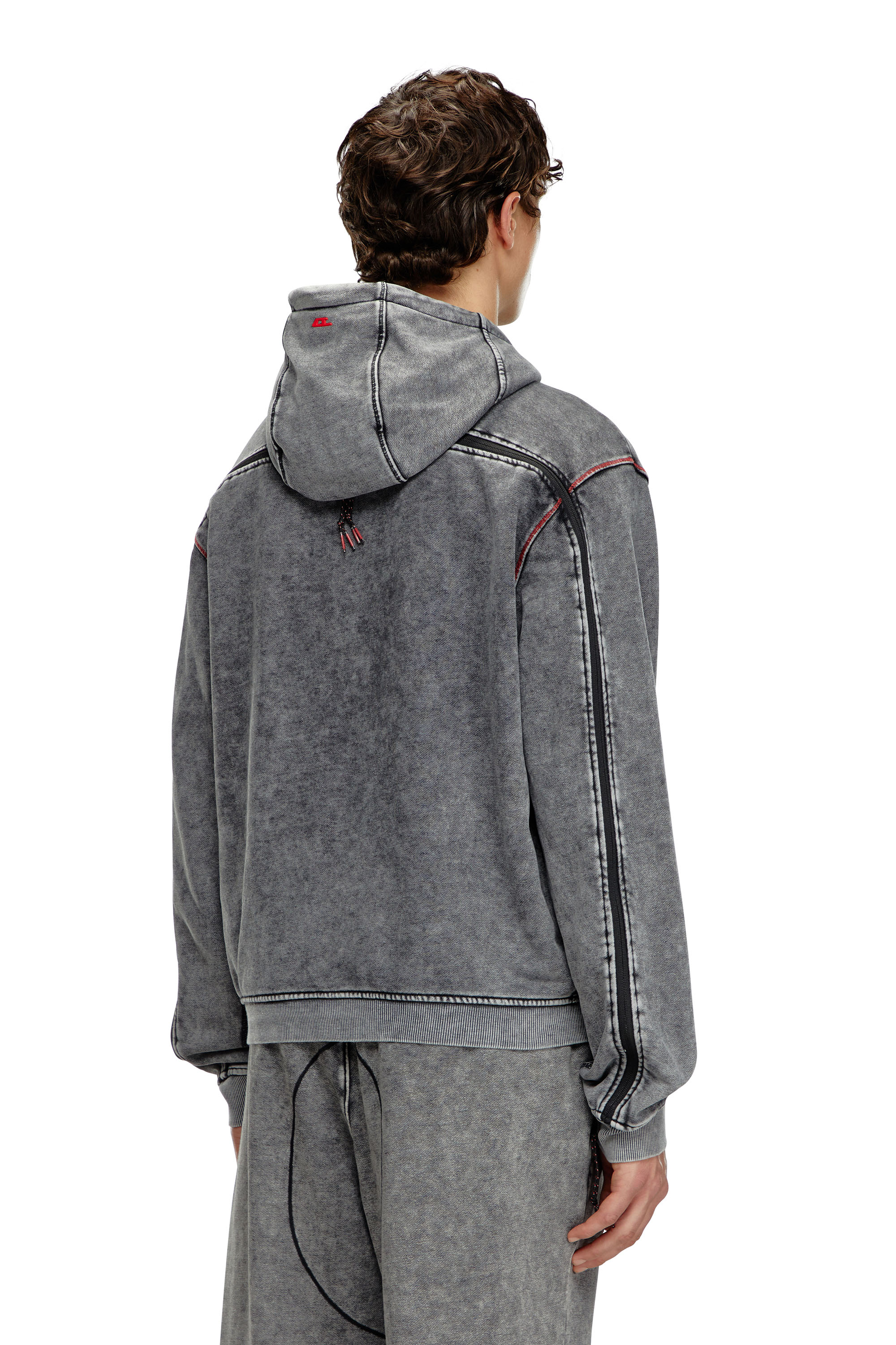 Diesel - AMST-TRANE-HT48, Man's Faded hoodie with zip back in Grey - 3