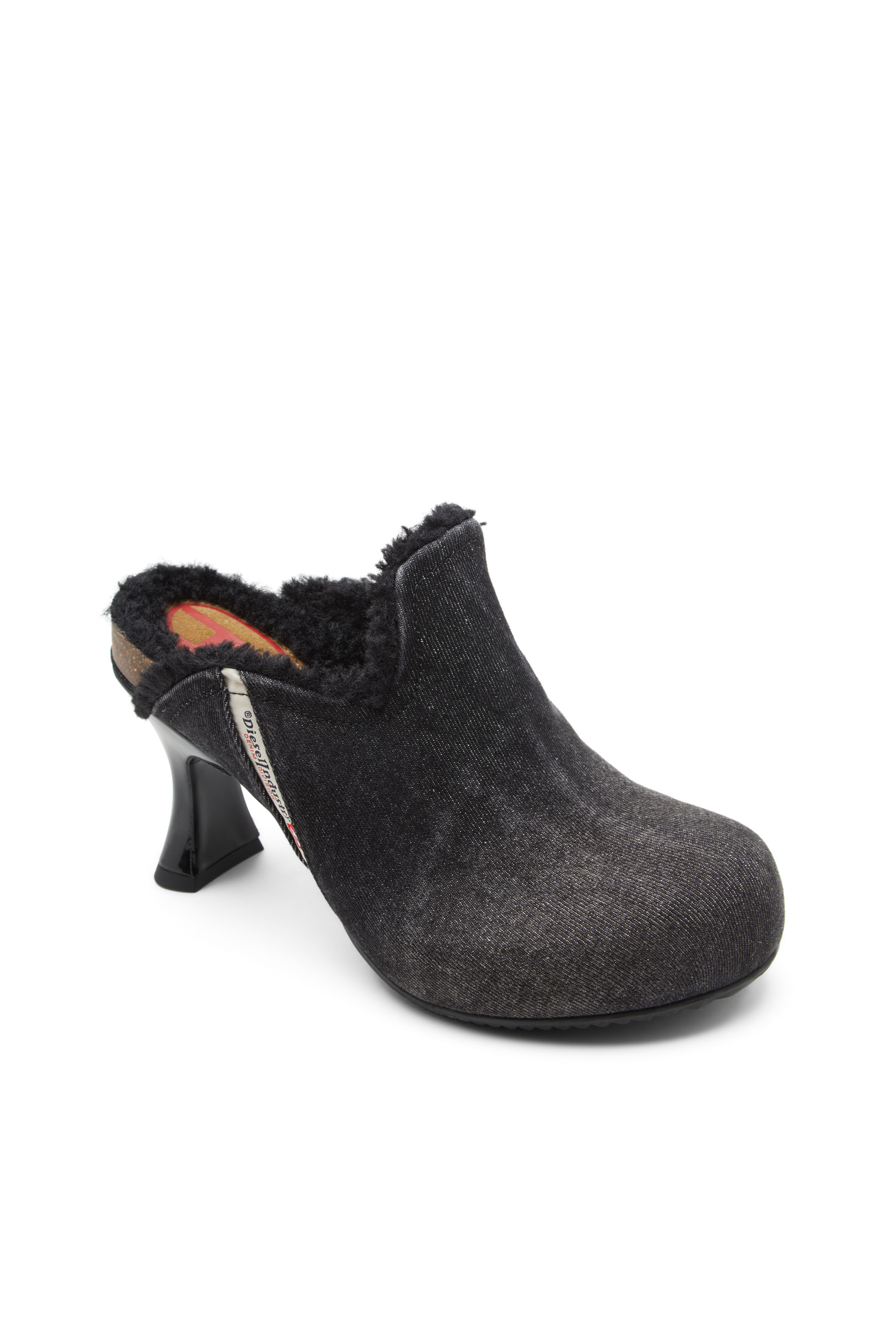 Diesel - D-WOODSTOCK ML W, D-Woodstock-Zapatos sin talón de denim afelpados Mujer in Negro - 6