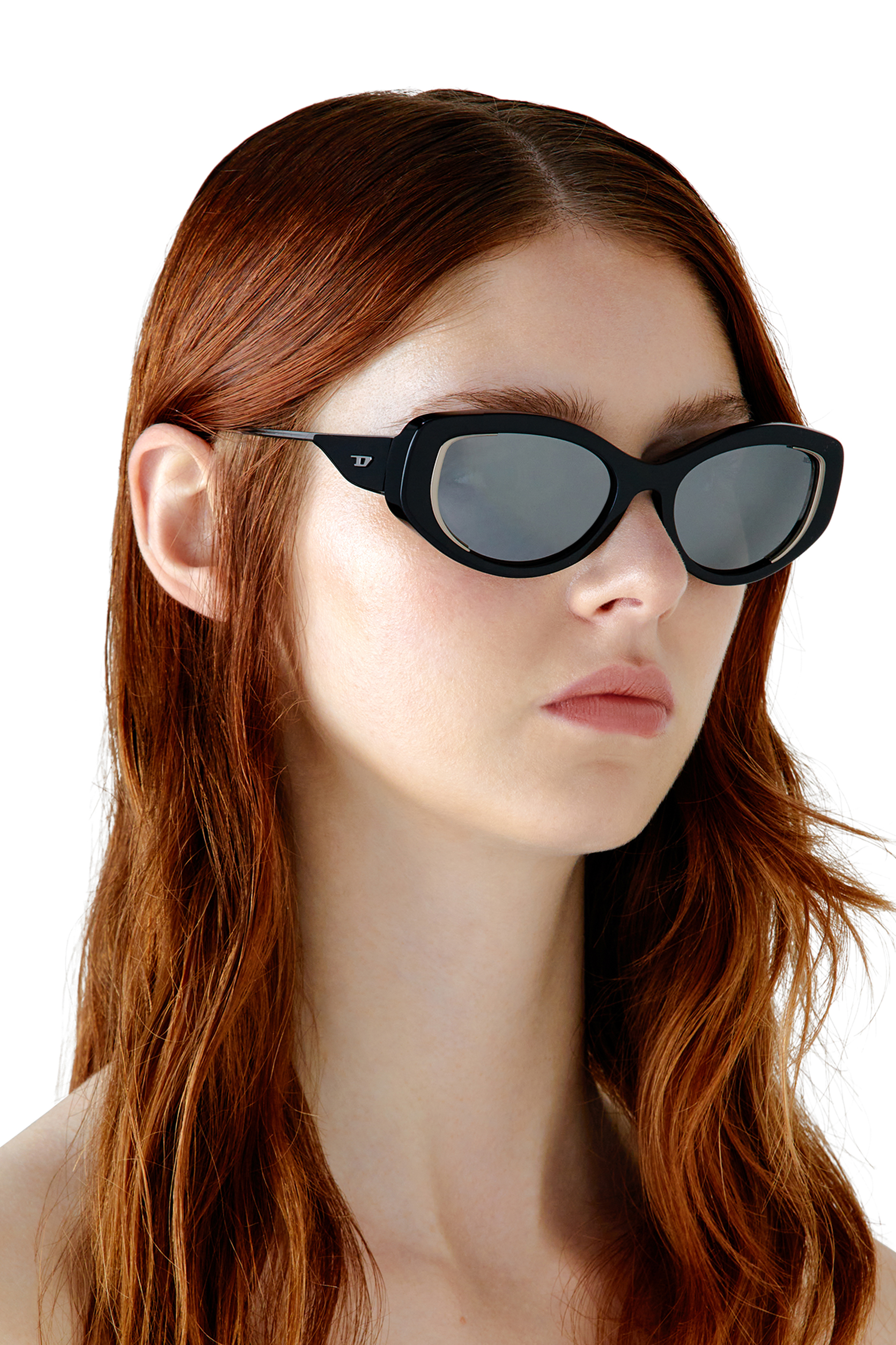 Diesel - 0DL2001, Unisex's Cat-eye style sunglasses in Black/Flash mirror - 6