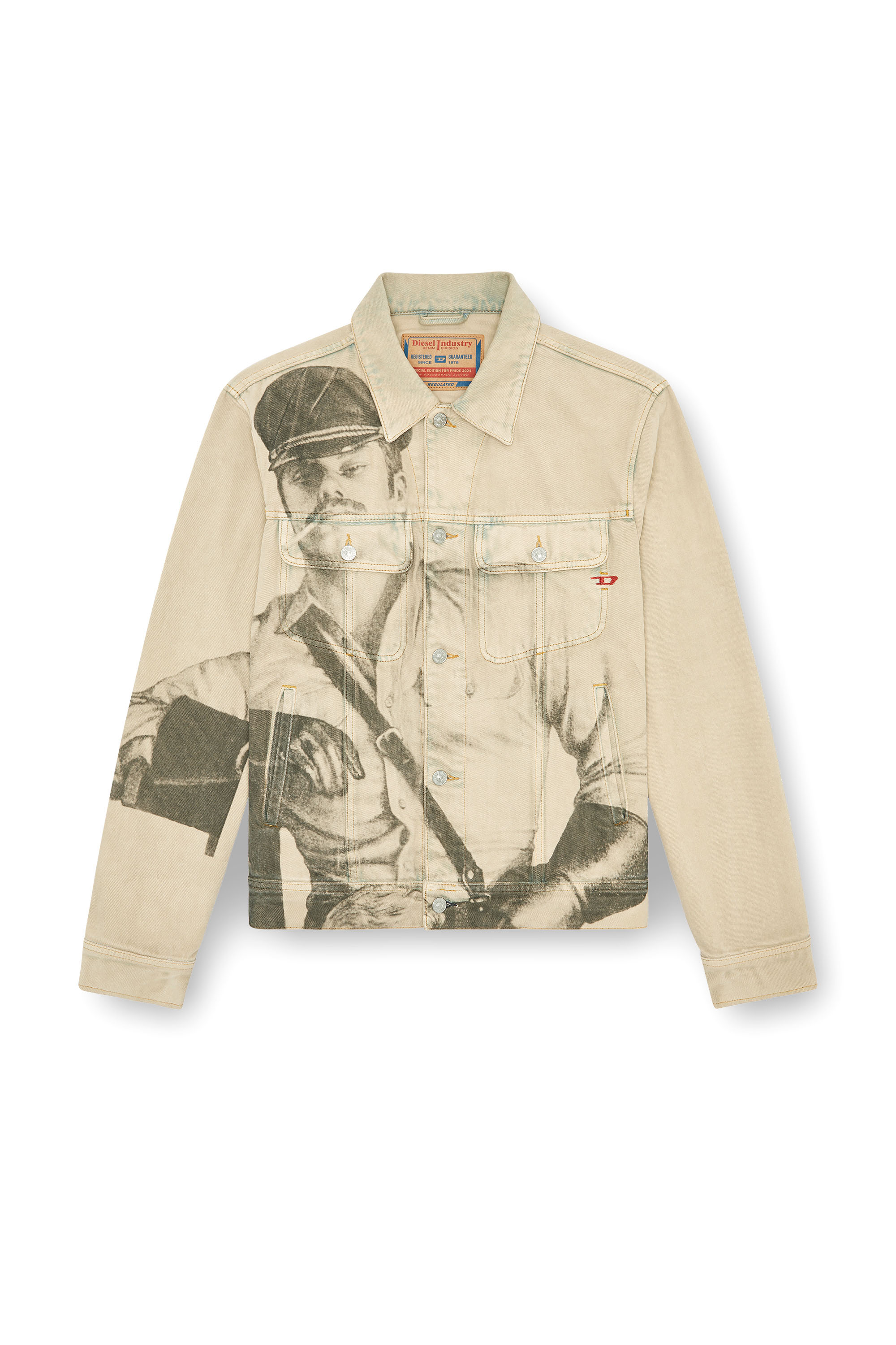 Diesel - PR-D-BARCY-TOF2, Chaqueta trucker con estampado digital Unisex in Beige - 6