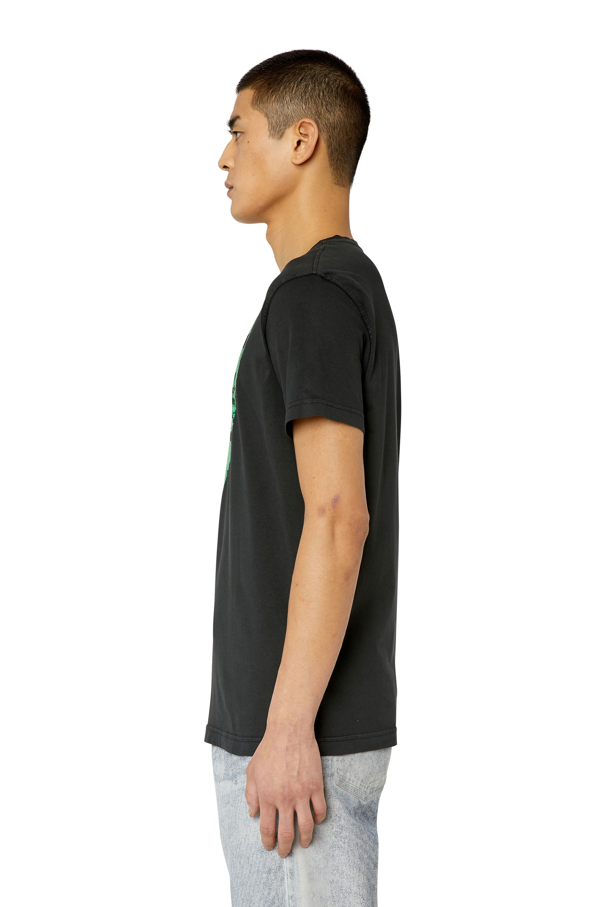 Diesel - T-DIEGOR-G11, Man's T-shirt with metallic shield print in Black - 5