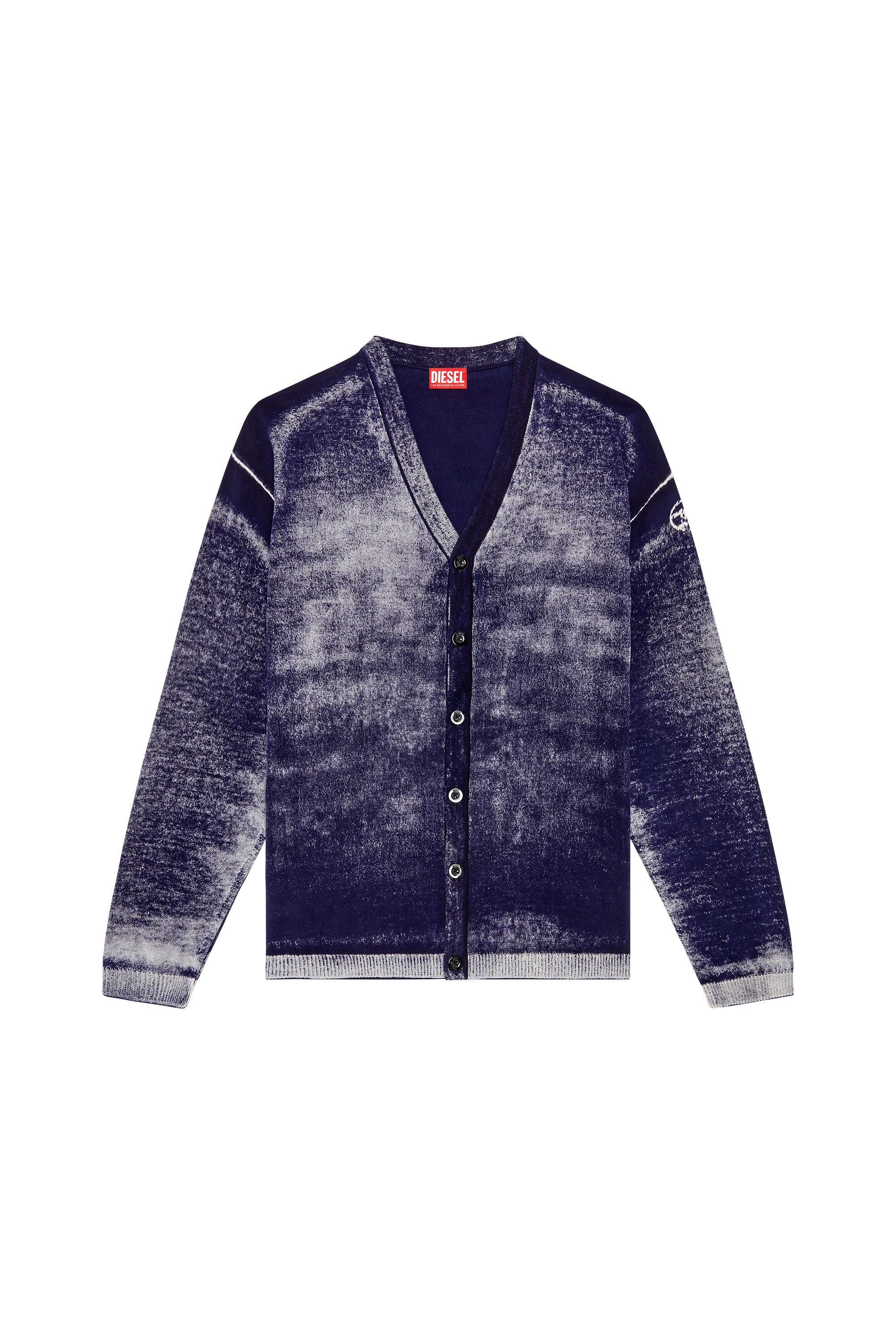 Diesel - K-LARENCE-CARDIGAN-B, Man's Reverse-print cotton cardigan in Dark Blue - 6