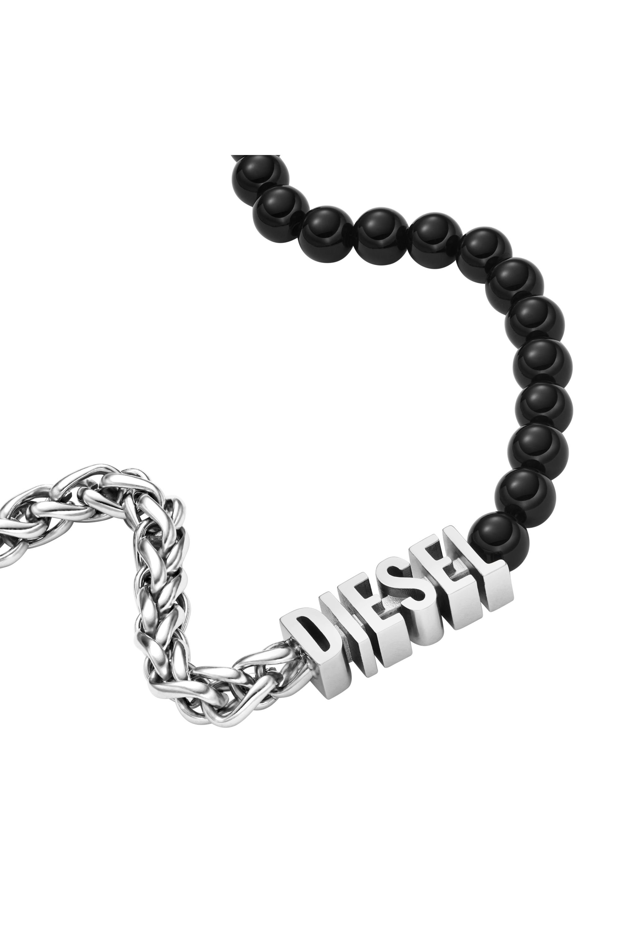 Diesel - DX1543040 JEWEL, Collar de cadena con cuentas de ágata negra Unisex in Plateado - 1