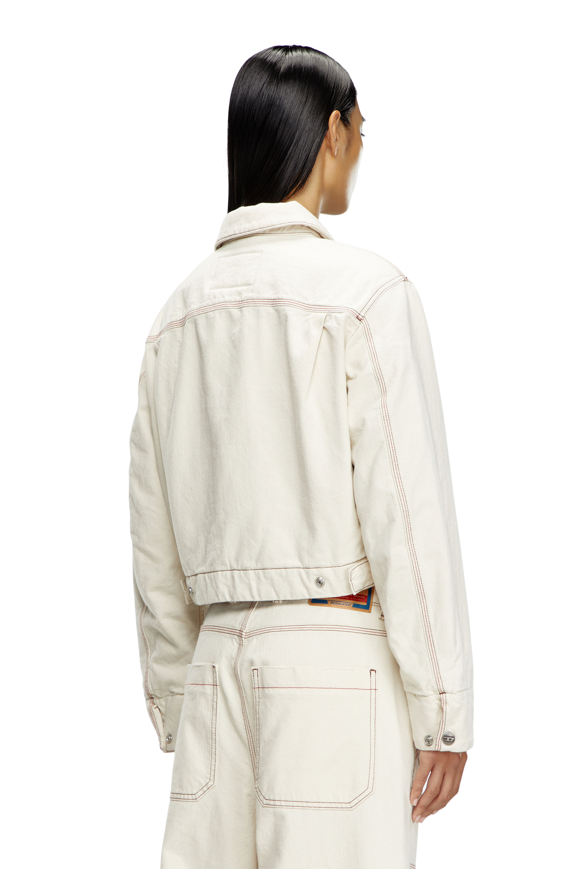 Diesel - DE-NOVA, Woman's Padded jacket in clean-wash denim in White - 3