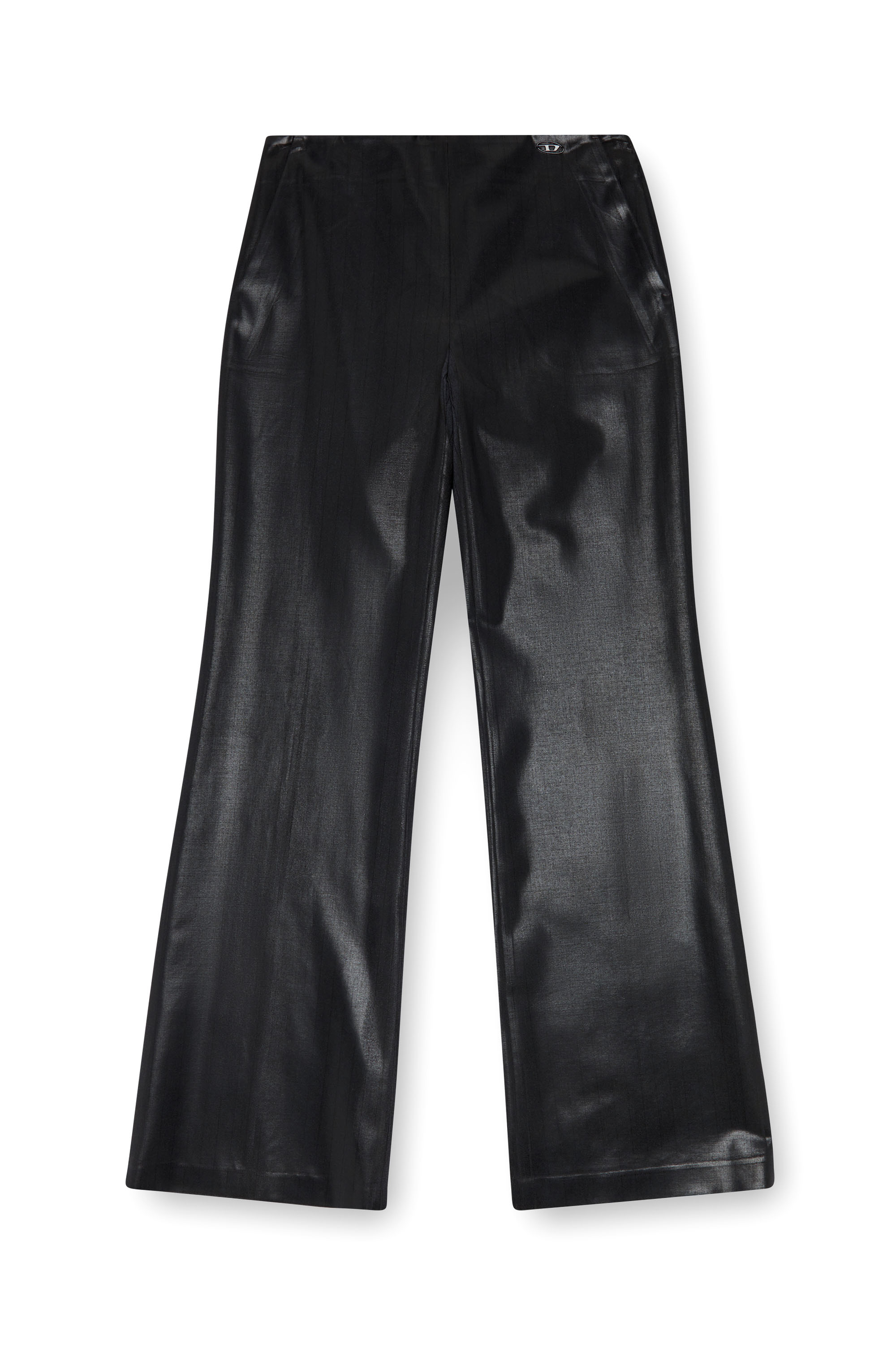 Diesel - P-OLARIS, Woman's Pinstripe pants with coated front in Black - 5