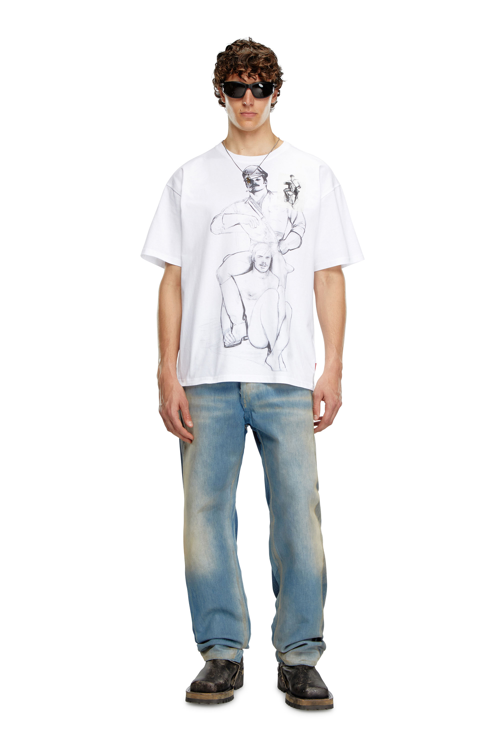 Diesel - PR-T-BOXT-TOF, Unisex's T-shirt with prints and patches in White - 1