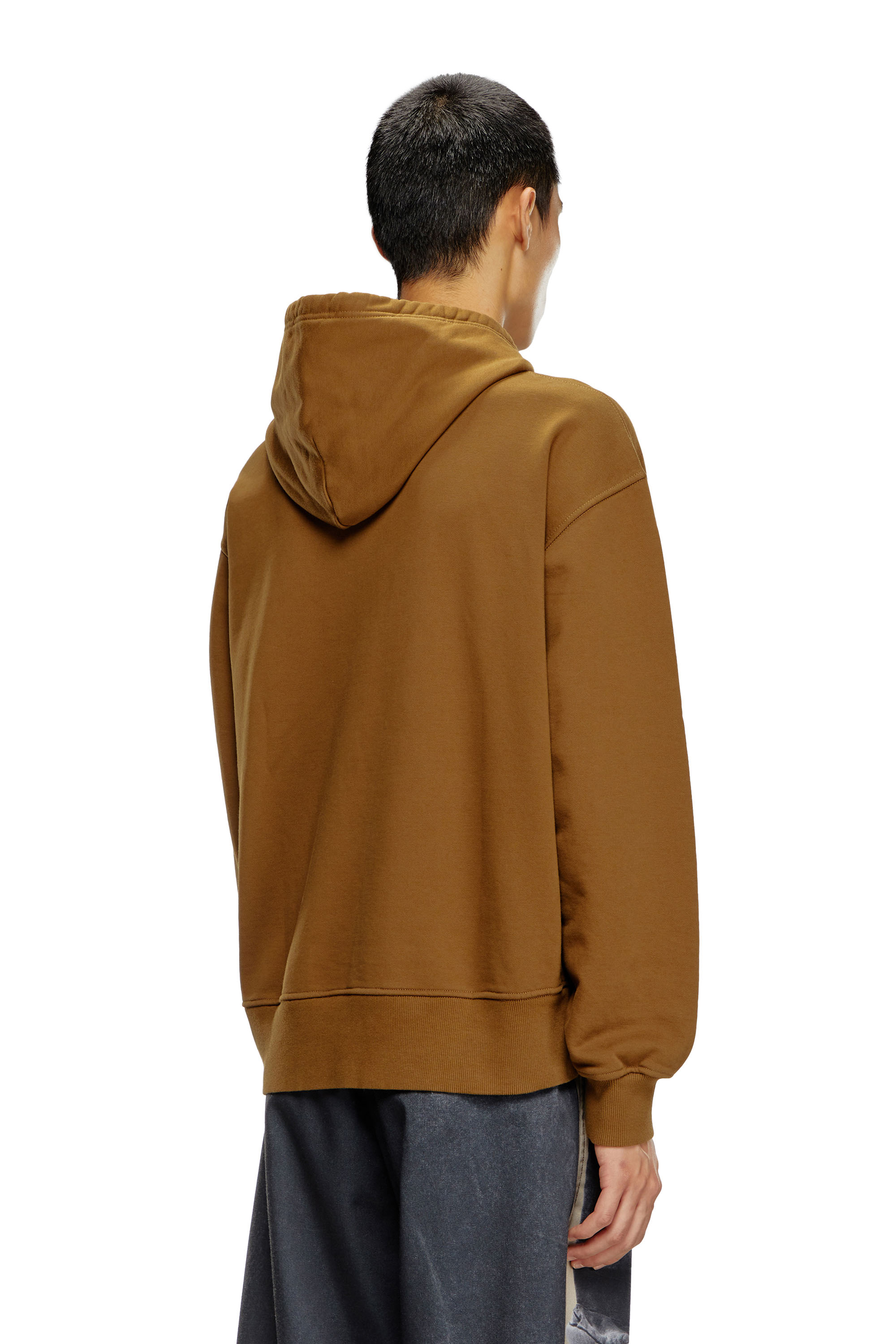 Diesel - S-MACS-HOOD-OD, Man's Oversized hoodie with metallic logo in Brown - 3