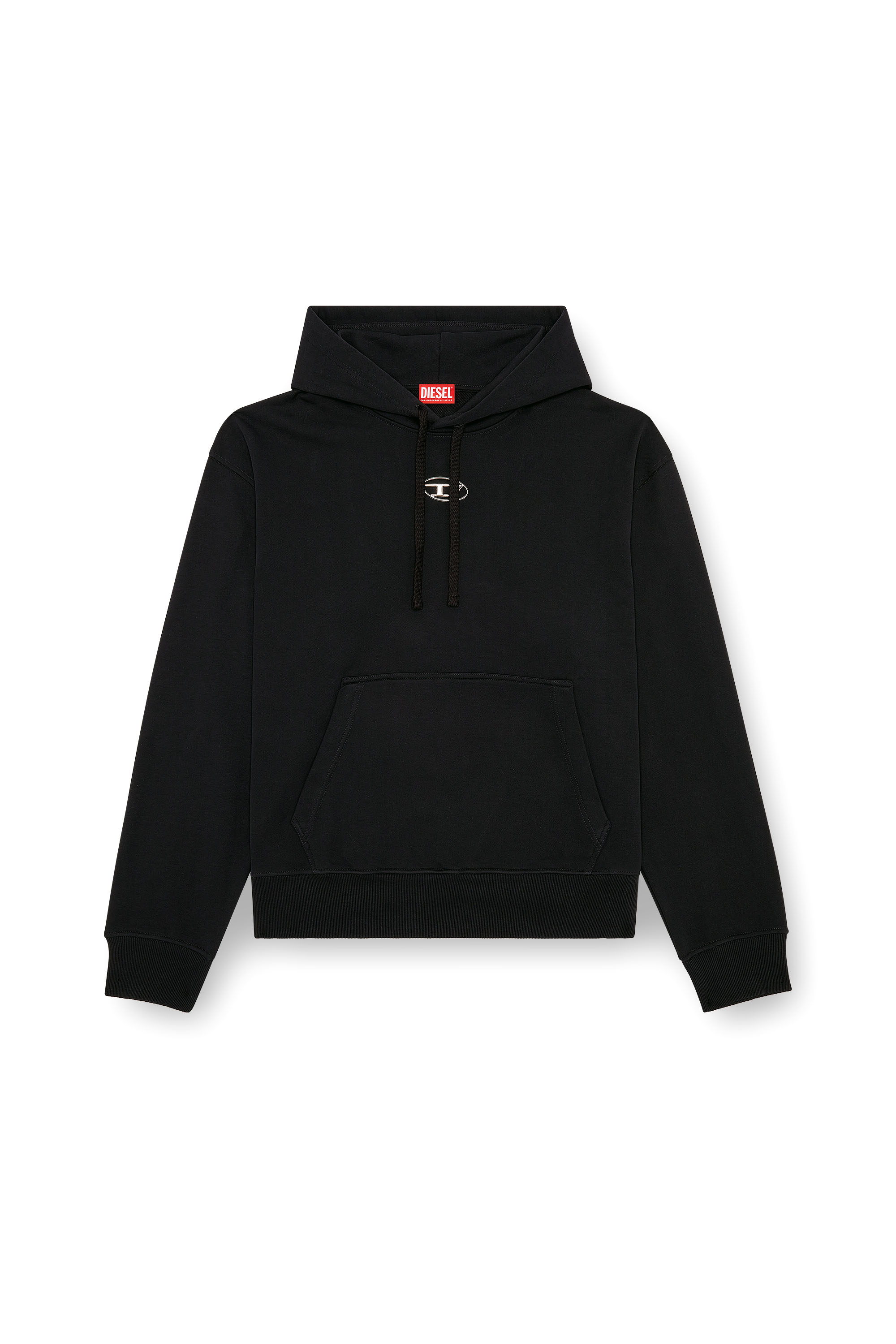 Diesel - S-MACS-HOOD-OD, Sudadera con capucha extragrande con logotipo metálico Hombre in Negro - 5