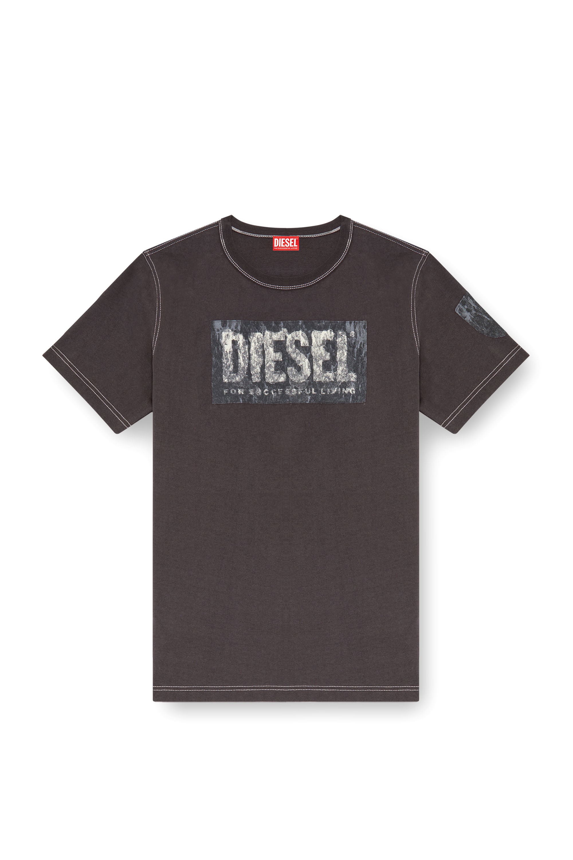 Diesel - T-ADJUST-Q1, Camiseta con parches gráficos Hombre in Gris - 4