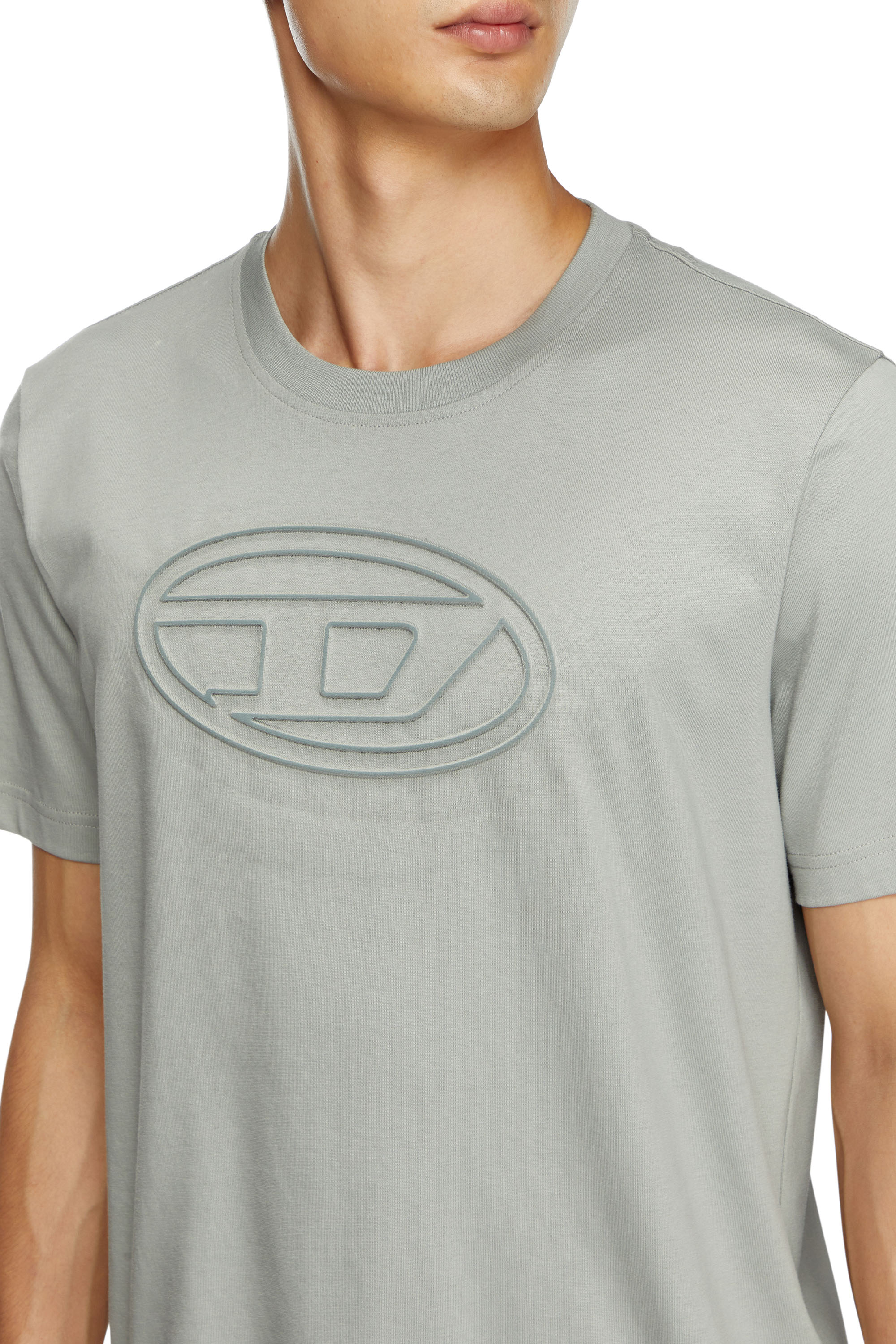 Diesel - T-ADJUST-BIGOVAL, Man's T-shirt with embossed Oval D in Light Grey - 3