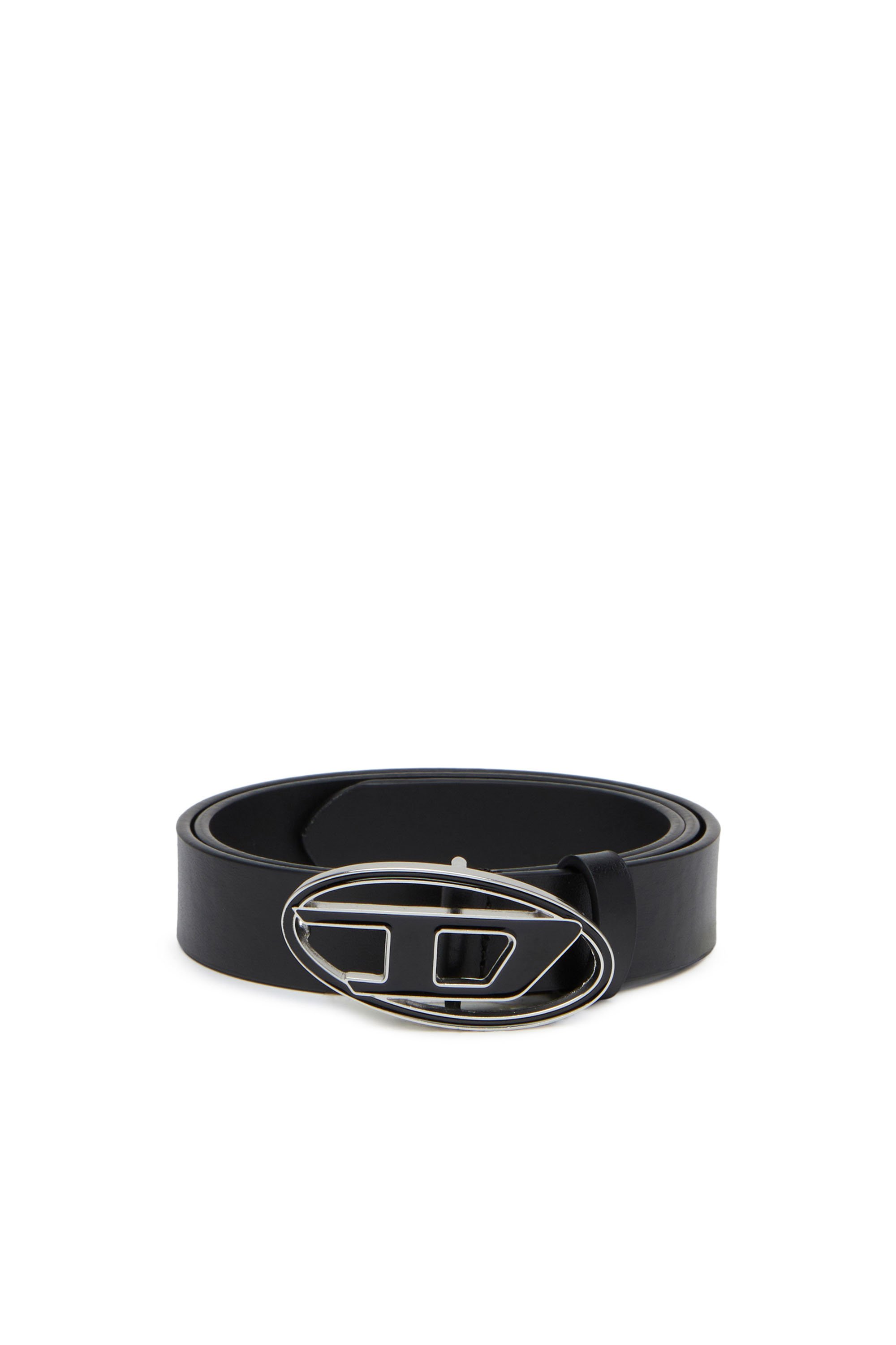 Diesel - B-1DR 25, Woman's Leather belt with enamelled buckle in Black - 1