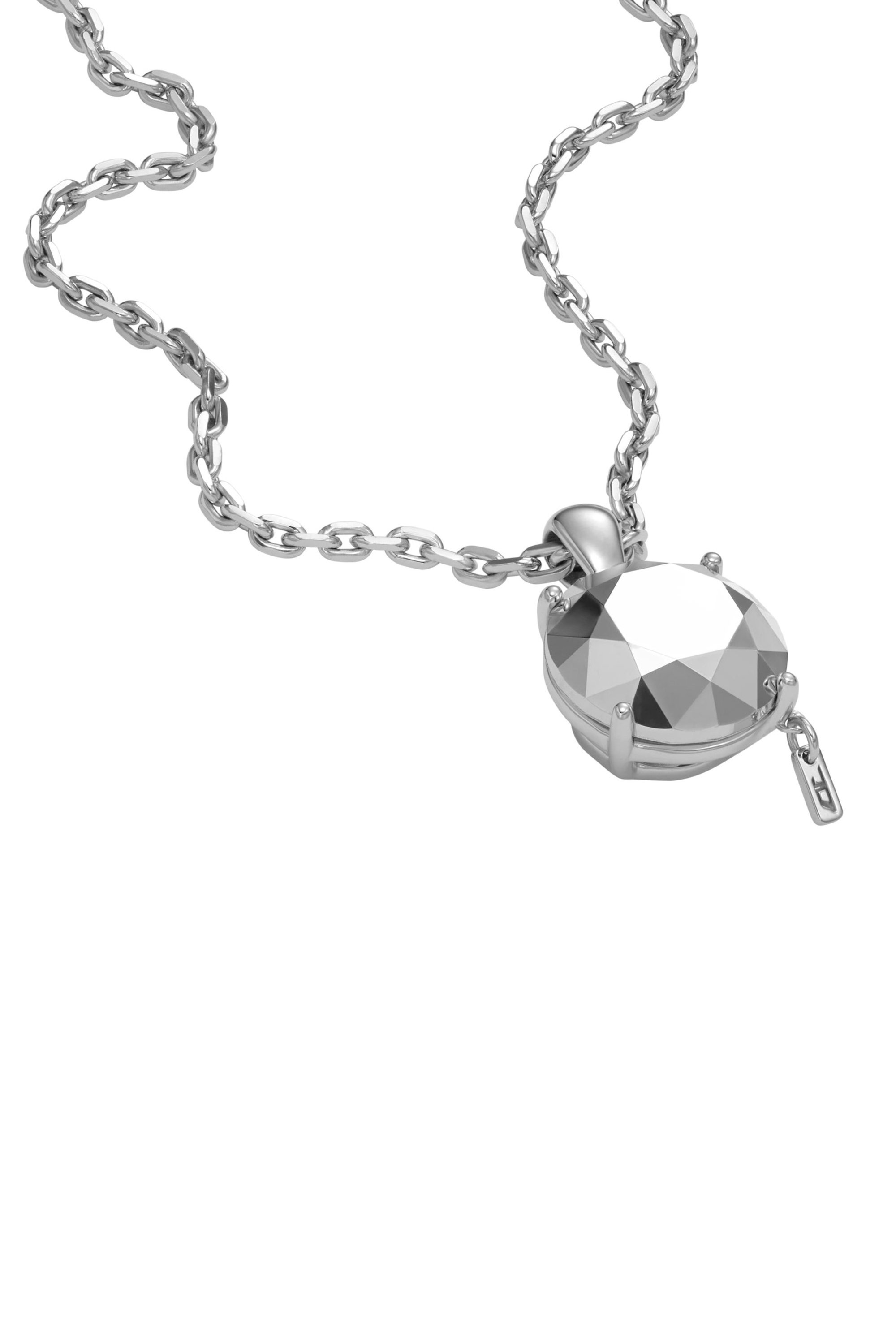 Diesel - DL1355040 STERLING SILVER JEWEL, Collar con corte de diamante de plata esterlina Unisex in Plateado - 1