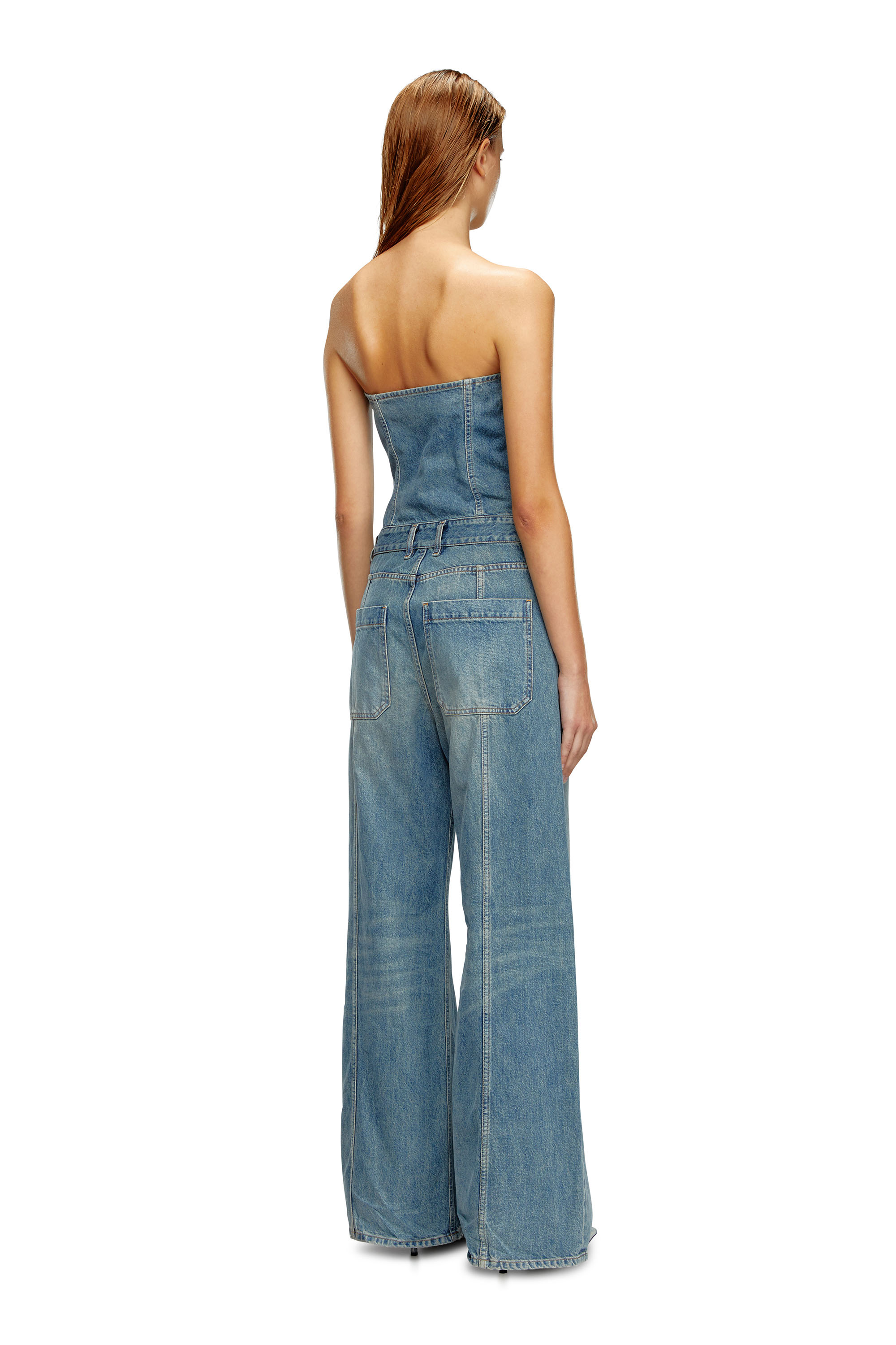 Diesel - DE-BRIDE, Woman's Denim strapless jumpsuit in Light Blue - 2