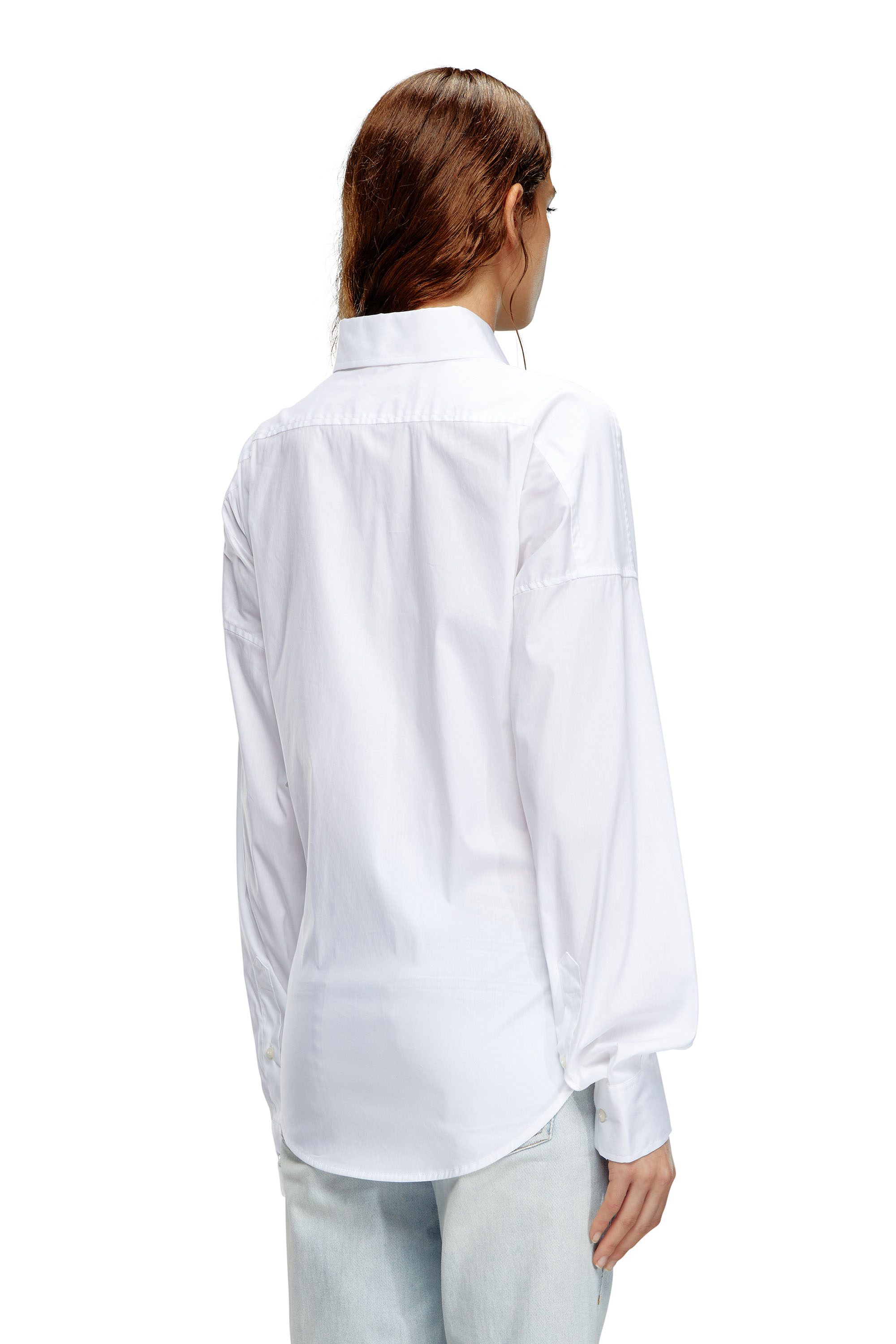 Diesel - C-SIZ-N1, Woman's Wrap shirt with embossed logo in White - 3