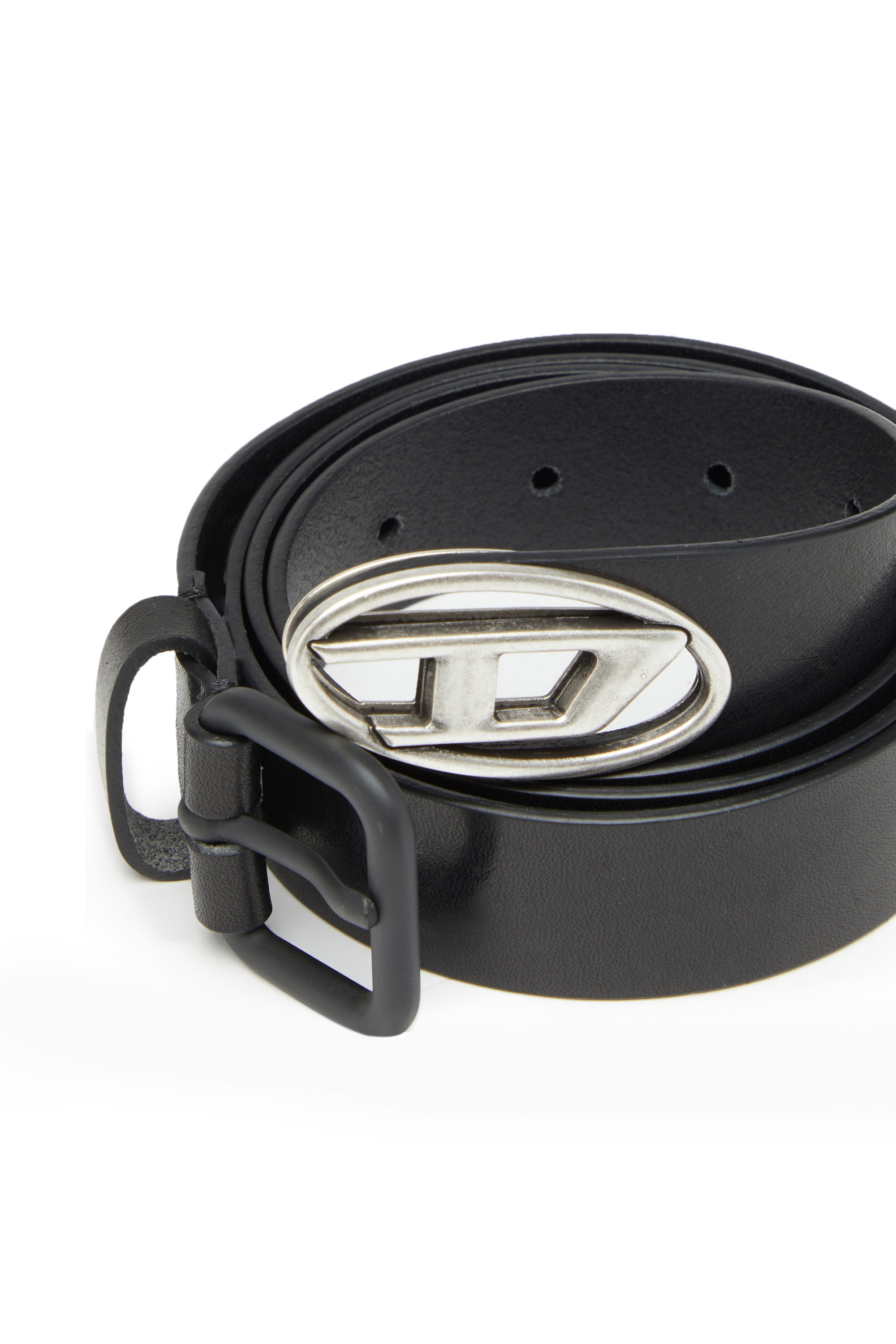 Diesel - B-INLAY, Unisex's Leather belt with oval D logo in Black - 3