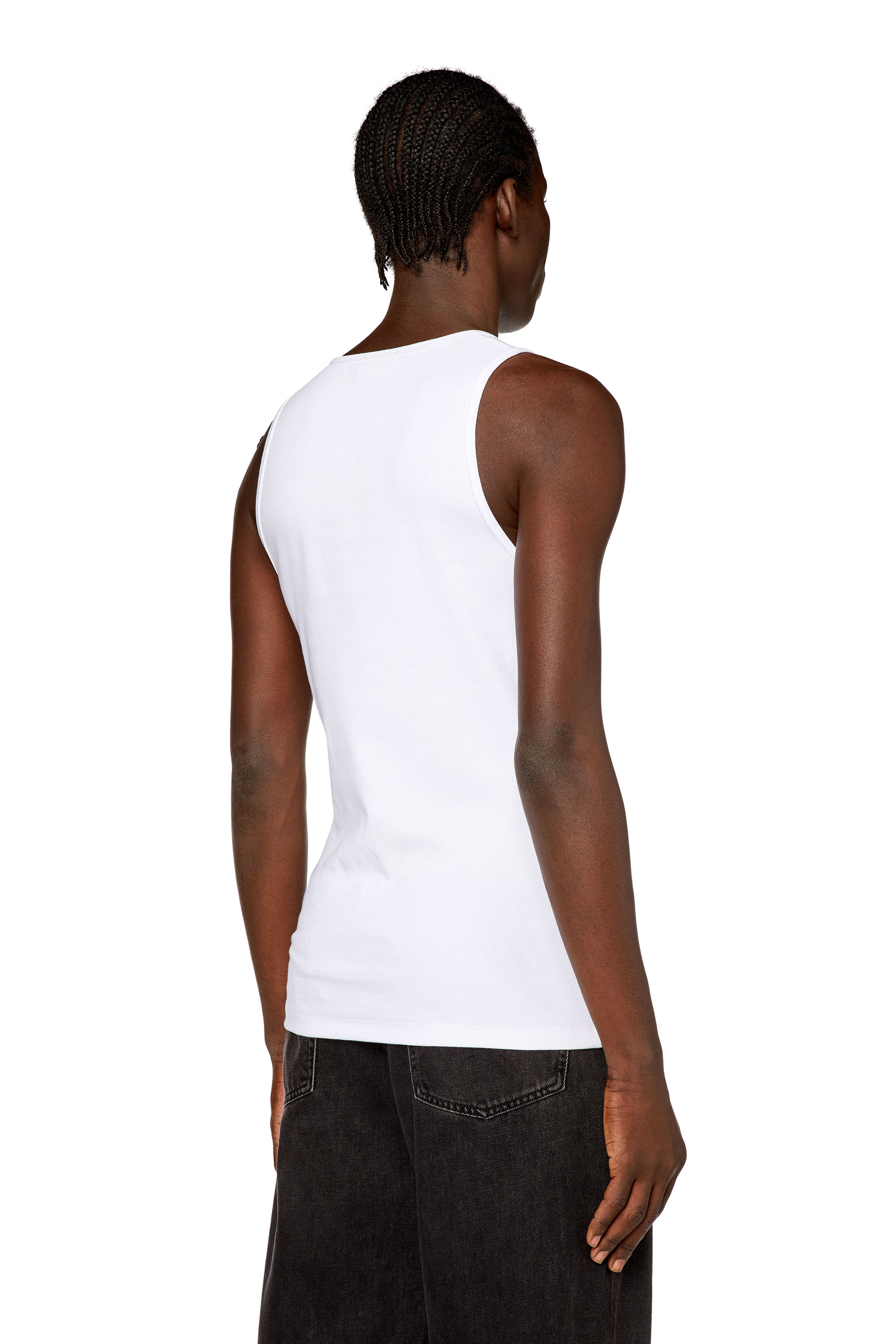 Diesel - T-LIFTY-D, Man's Tank top with mini D logo patch in White - 2