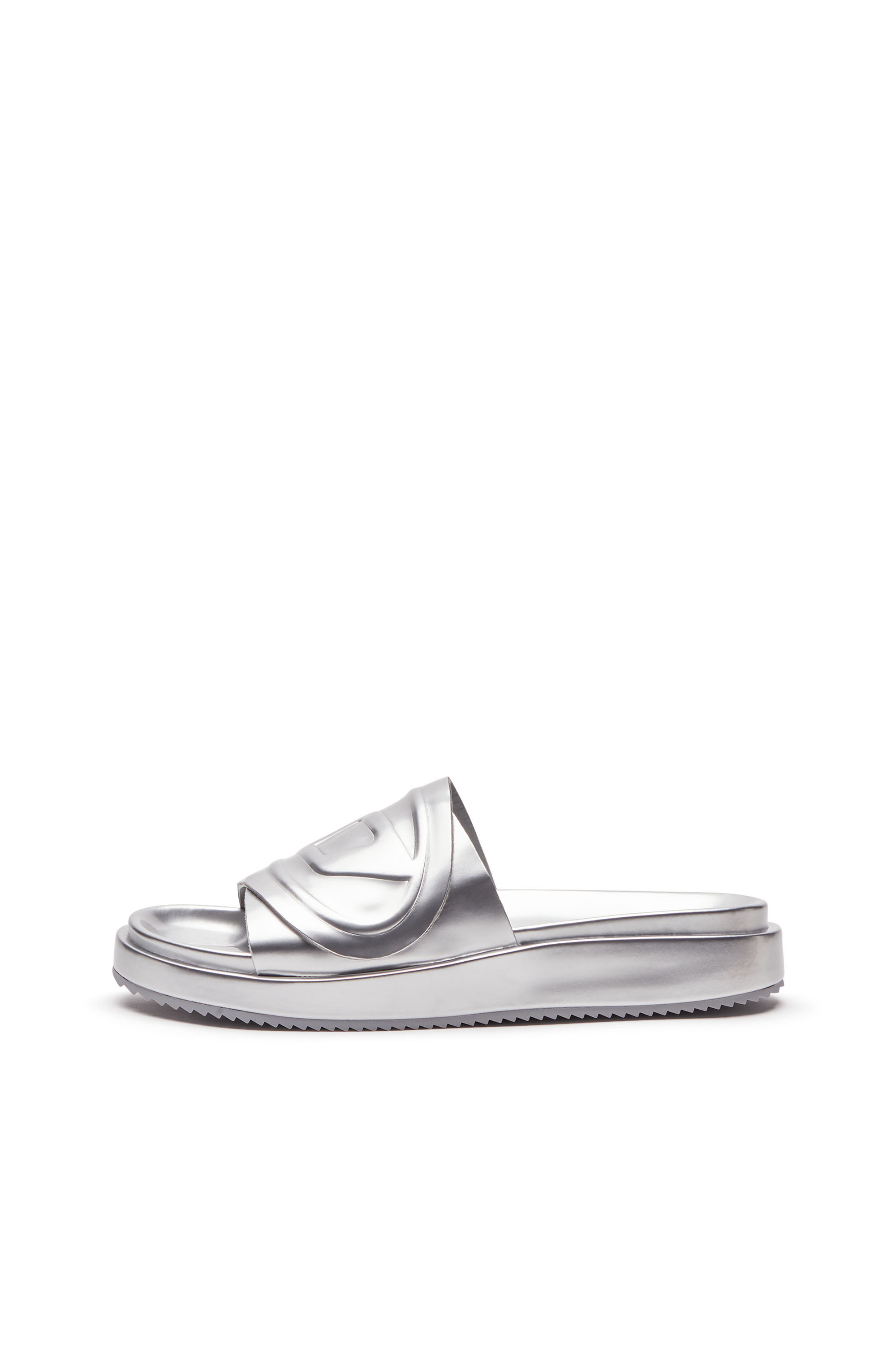 Diesel - SA-SLIDE D OVAL W, Sa-Slide D-Chanclas metálicas con correa Oval D Mujer in Plateado - 7