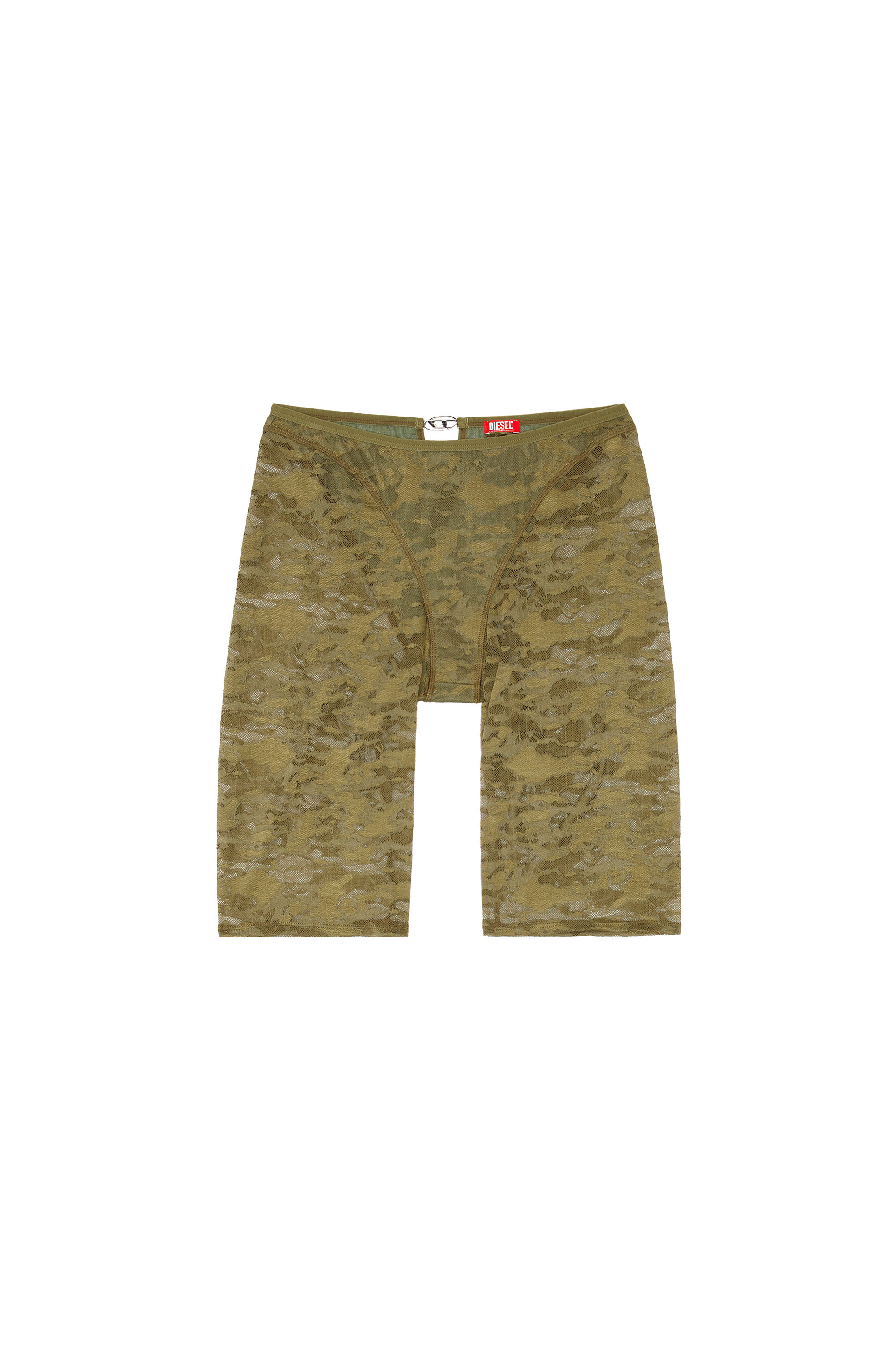 Diesel - UFLB-D-OVAL-LACE-SHORT, Pantalones cortos de encaje y camuflaje con placa Oval D Mujer in Verde - 4