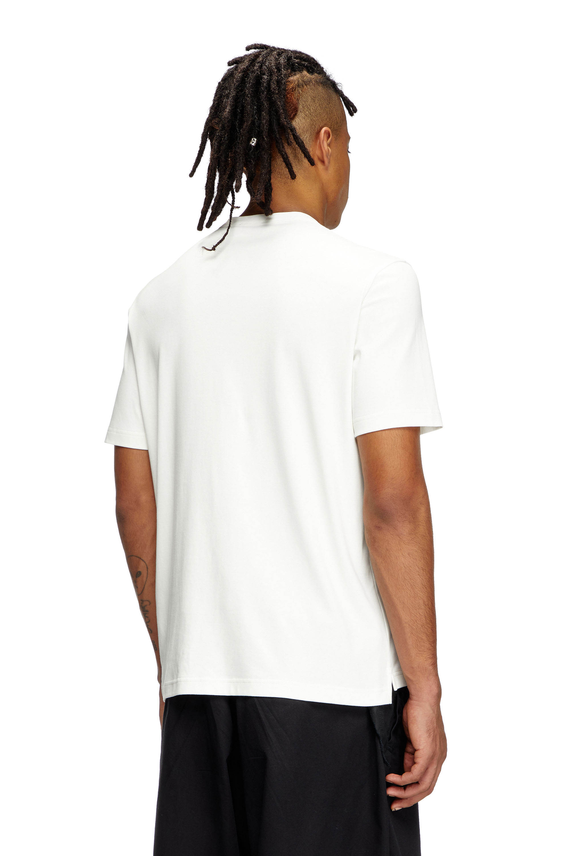 Diesel - T-ADJUST-SLITS-R17, T-shirt with tonal logo embroidery Hombre in Blanco - 3