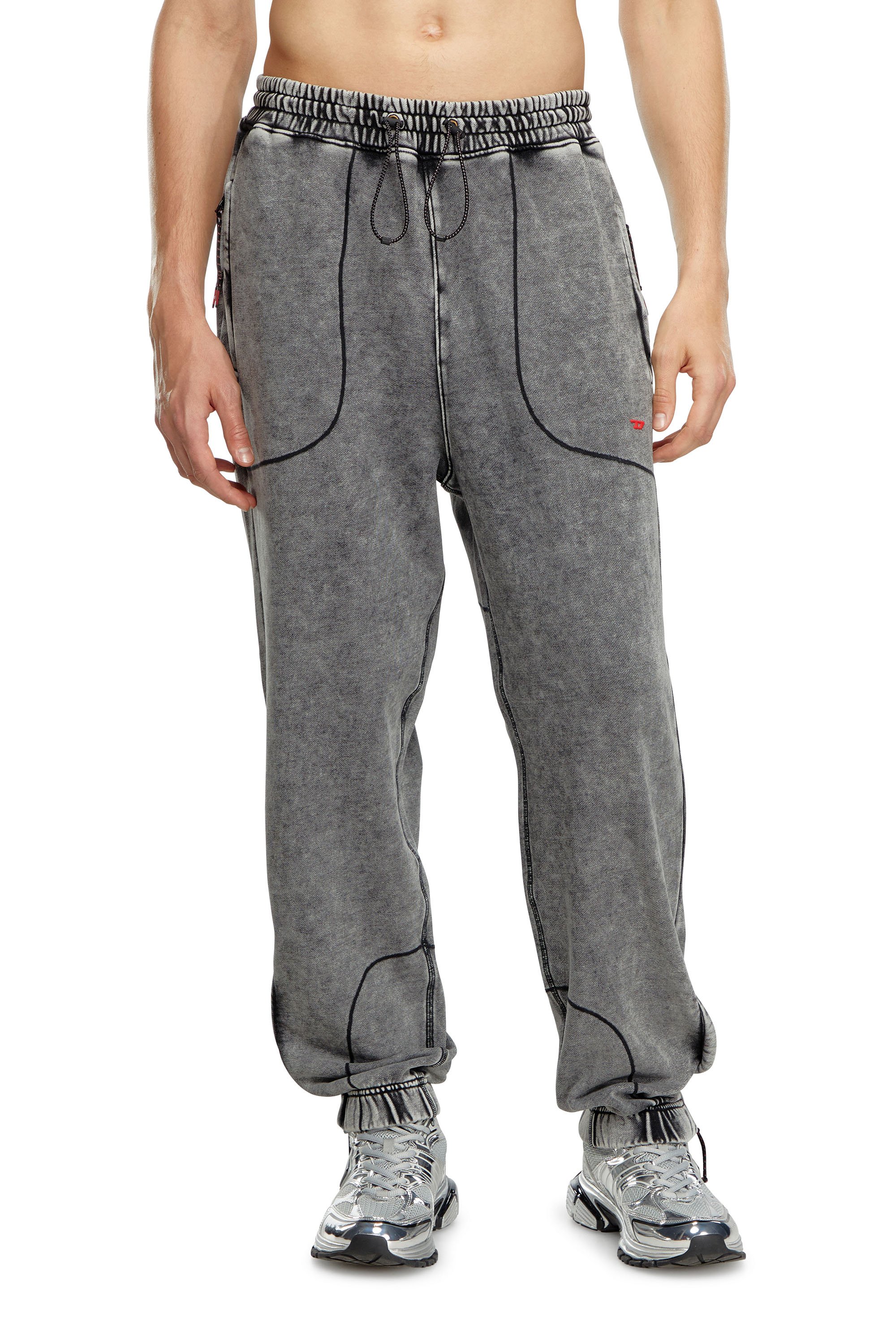 Diesel - AMSB-QUENTIN-HT57, Pantalones deportivos desteñidos con cintura con trenca Hombre in Gris - 1