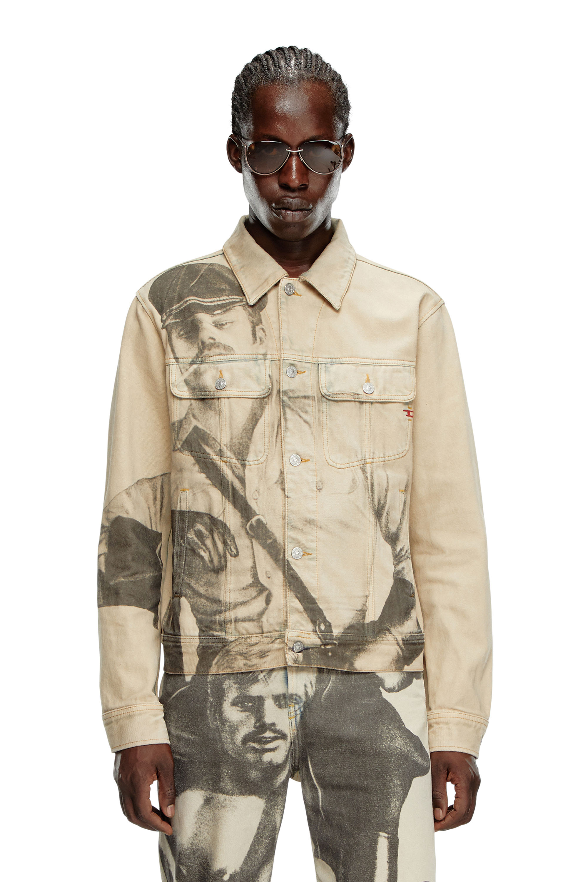 Diesel - PR-D-BARCY-TOF2, Unisex's Trucker jacket with digital print in Beige - 2