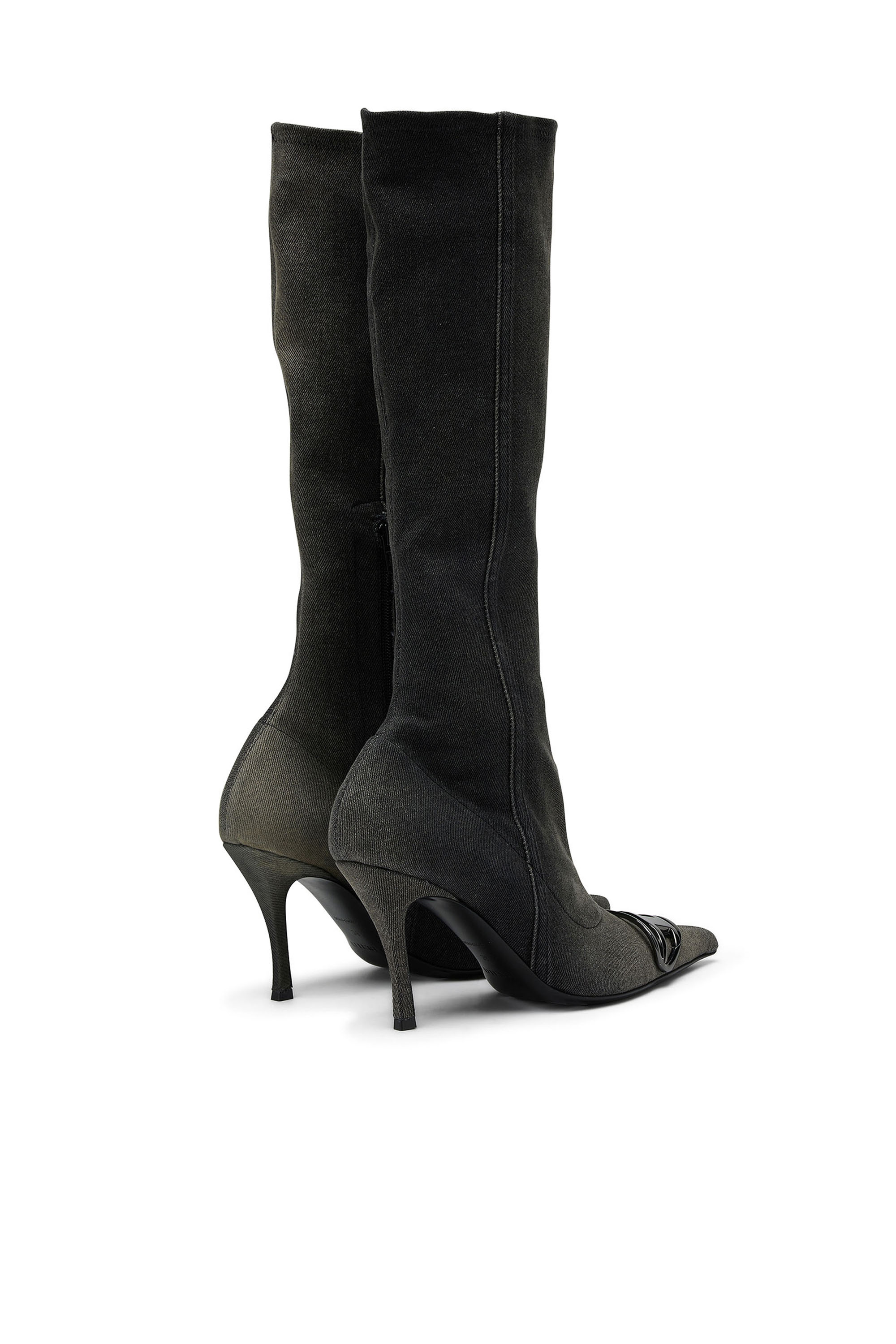 Diesel - D-VENUS KB D, Woman's D-Venus-Knee-high boots in stretch denim in Black - 3