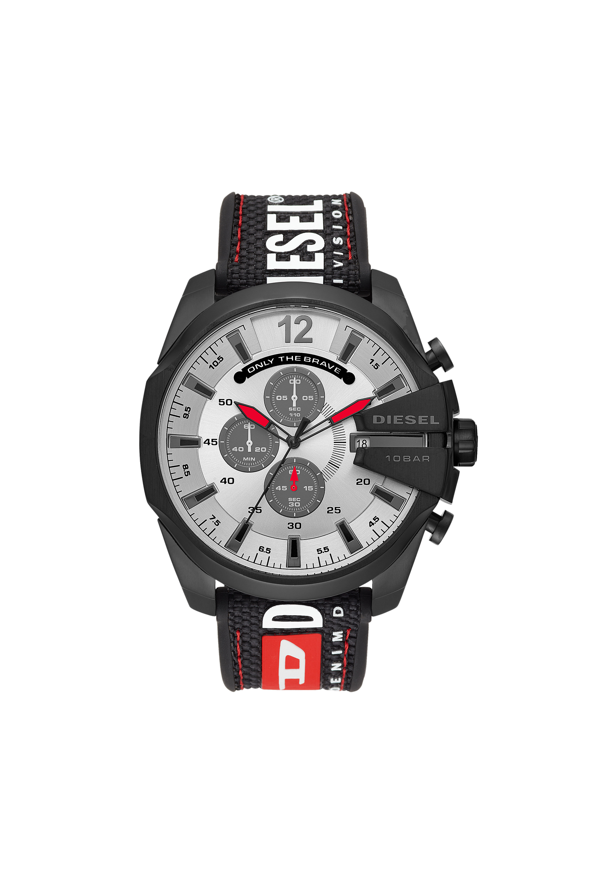 Diesel - DZ4512, Man's Mega Chief chronograph black nylon watch in Black - 1