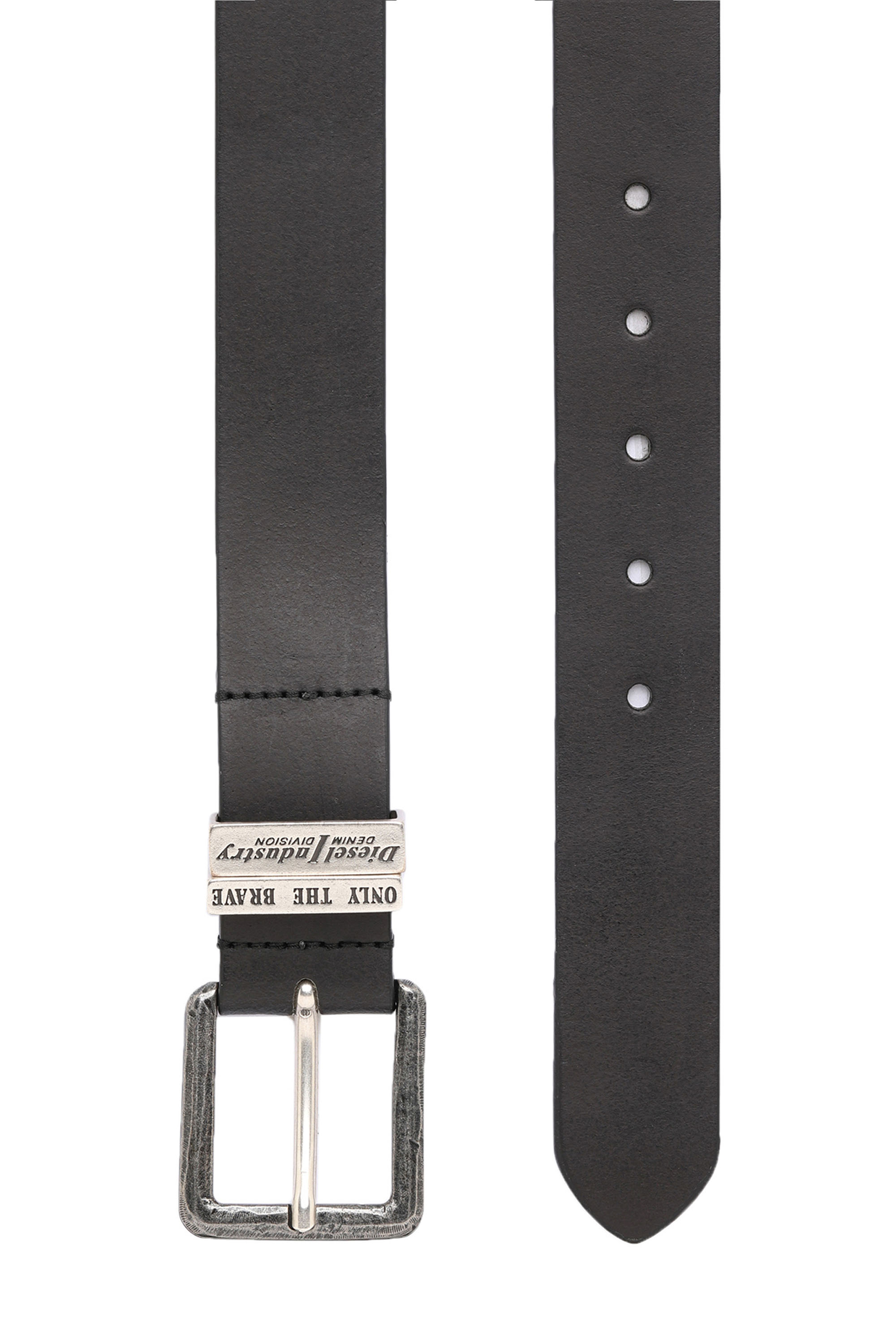 Diesel - B-GUARANTEE-A, Man's Leather belt with burnished hardware in Black - 2