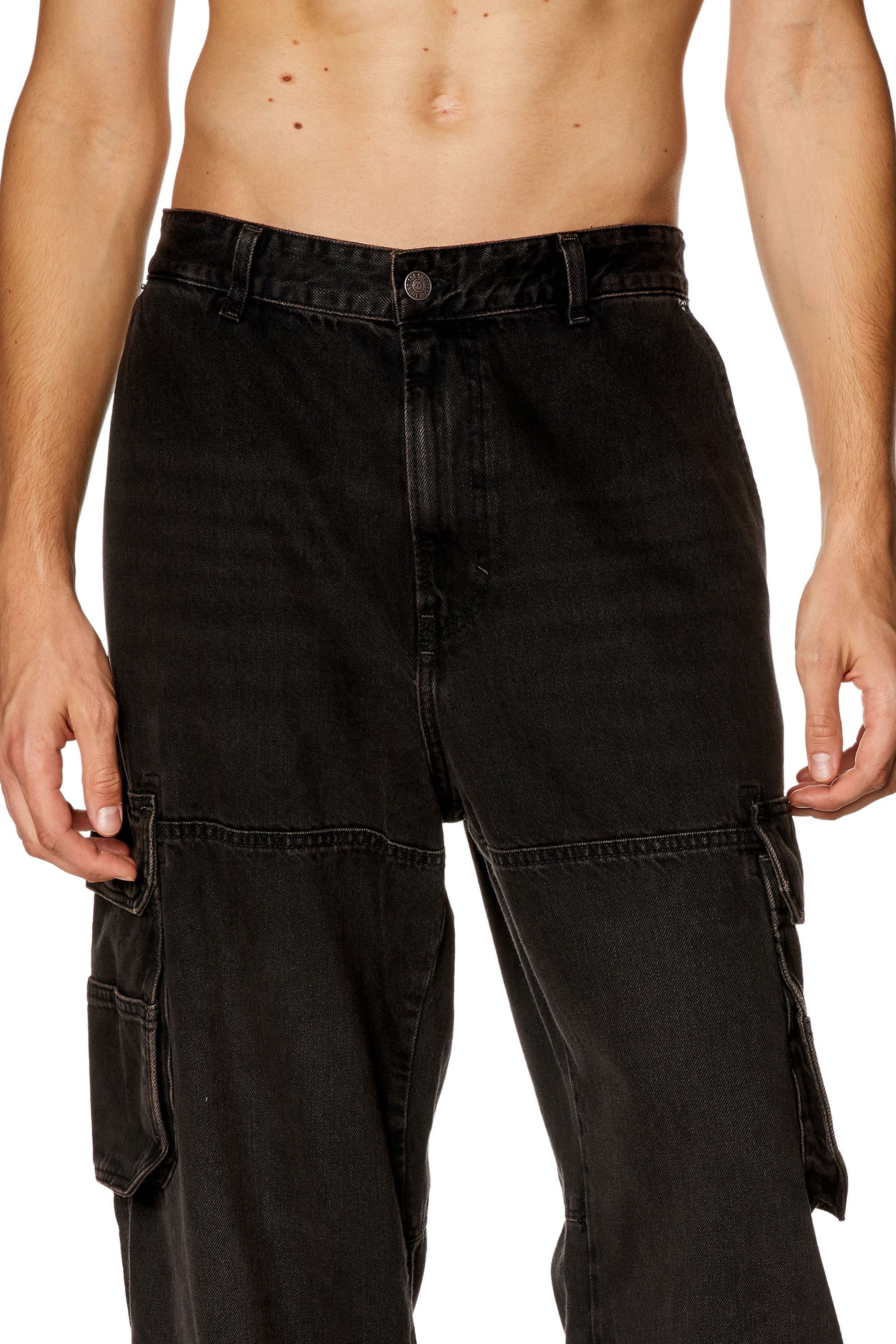 Diesel - Man's Relaxed Jeans D-Fish 0KIAG, Black/Dark grey - 5