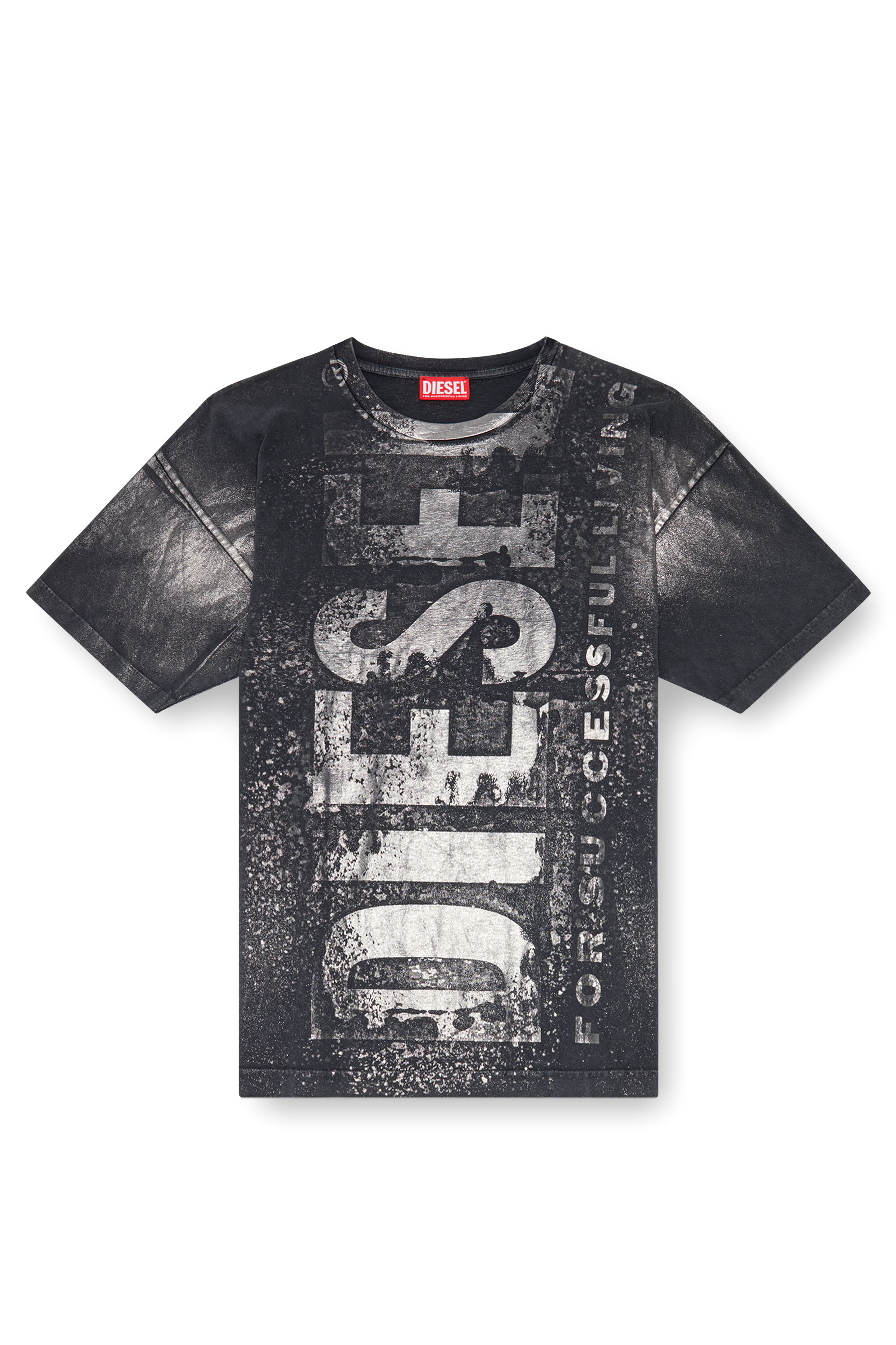 Diesel - T-BOXT-Q23, Camiseta con el logotipo y efectos metálicos Hombre in Negro - 4