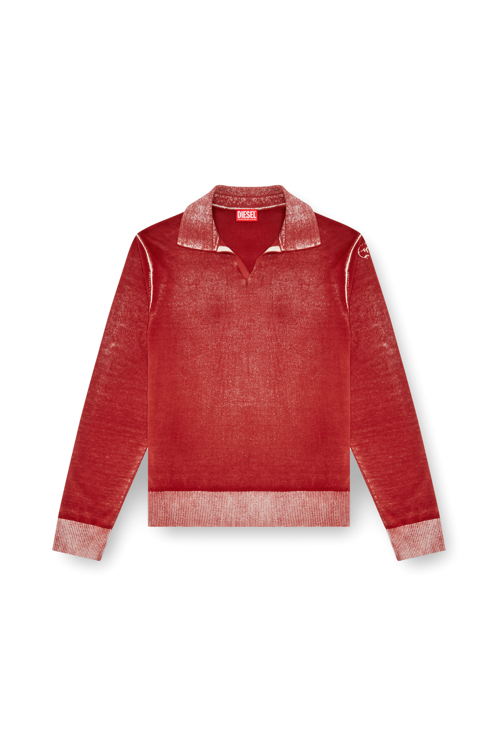 Diesel - K-LORENZO, Jersey con cuello polo con estampado invertido Hombre in Rojo - 5