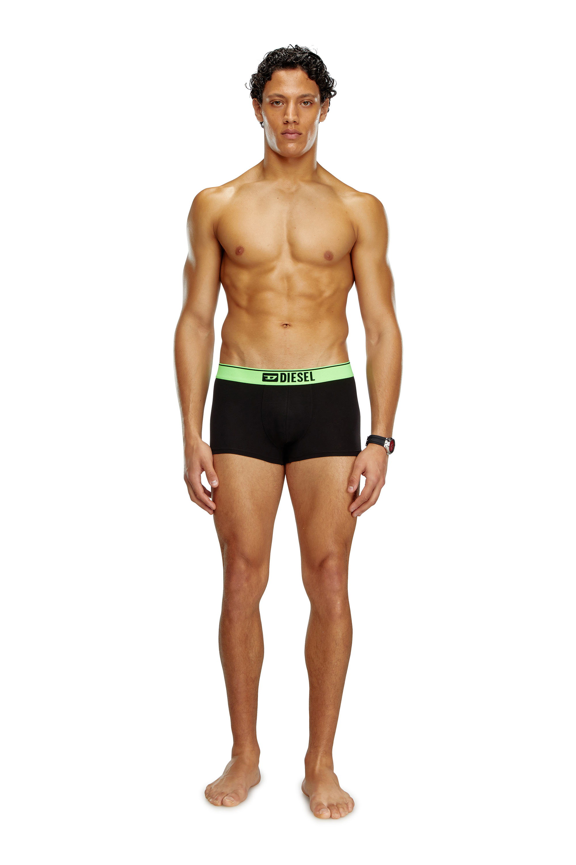 Diesel - UMBX-DAMIENTHREEPACK, Man's Three-pack boxer briefs with pop-colour waist in Black/Green - 4