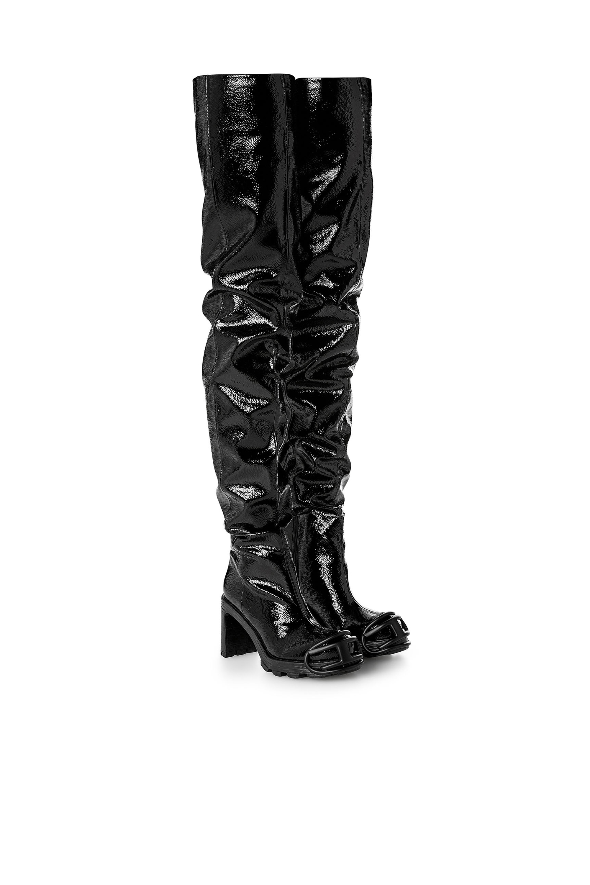 Diesel - D-HAMMER TBT D W, D-Hammer-Botas brillantes por encima de la rodilla Mujer in Negro - 2