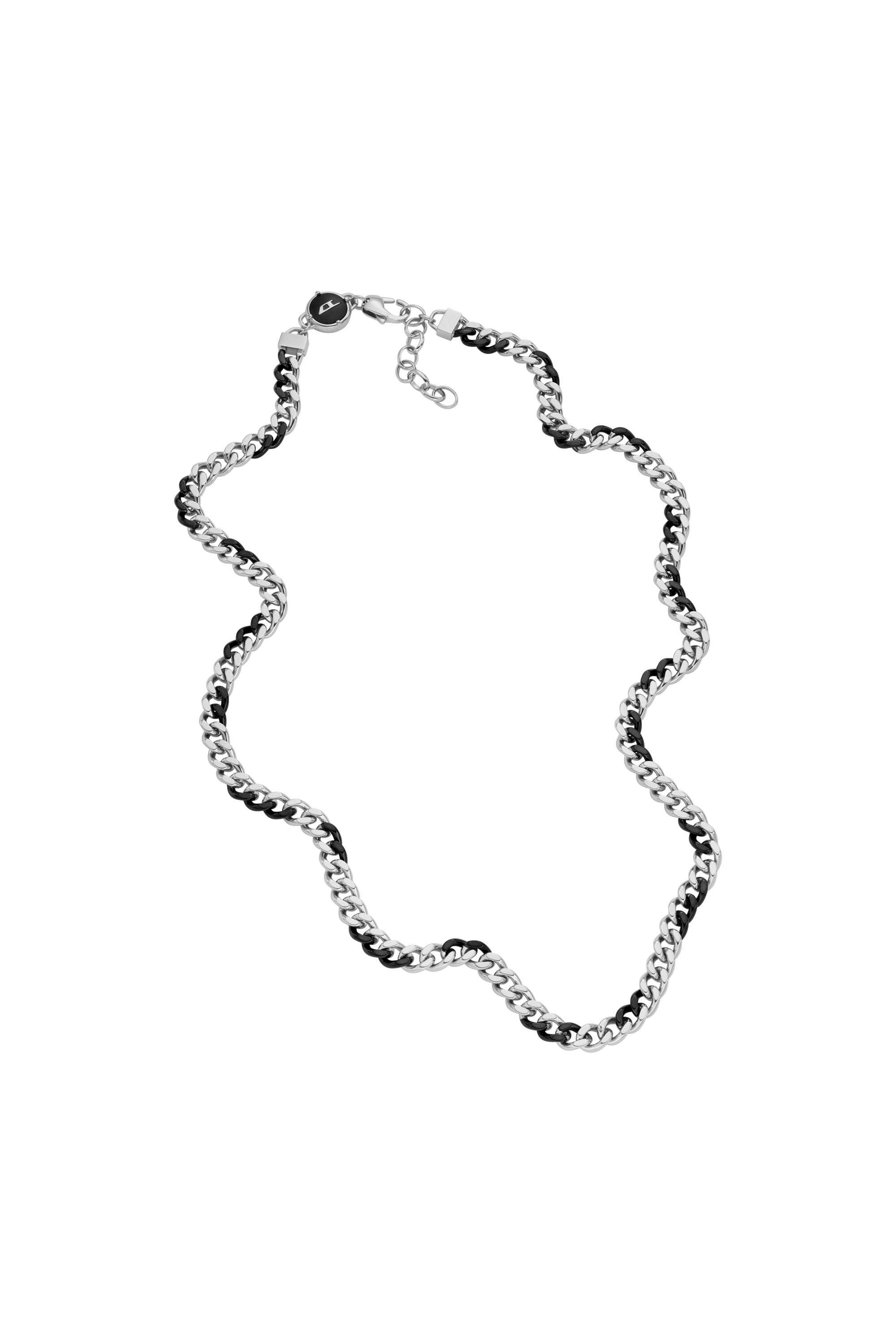 Diesel - DX1499, Man's Two-Tone stainless steel chain necklace in Silver/Black - 2