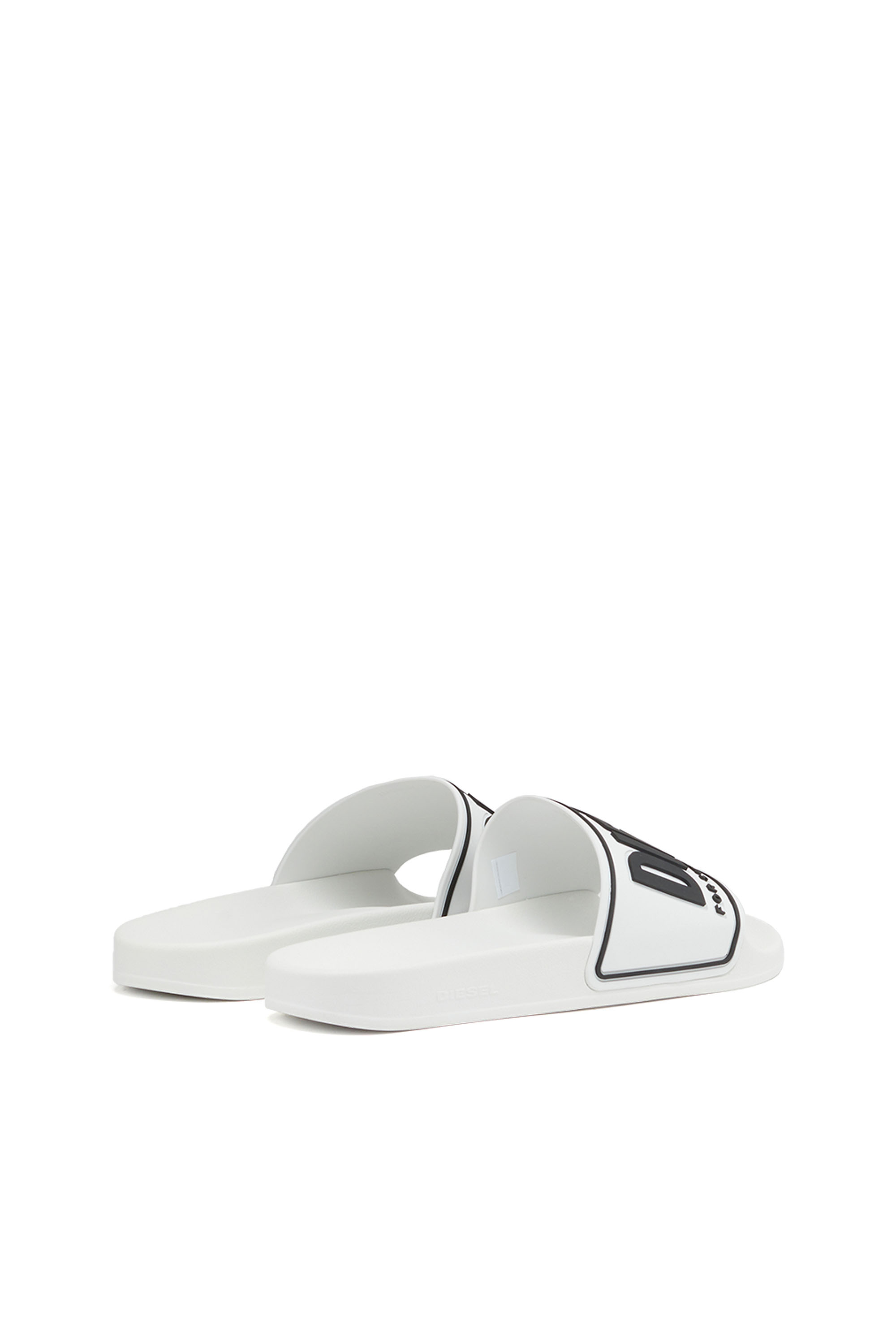 Diesel - SA-MAYEMI CC, Man's Sa-Mayemi-Pool slides with 3D logo in White/Black - 3