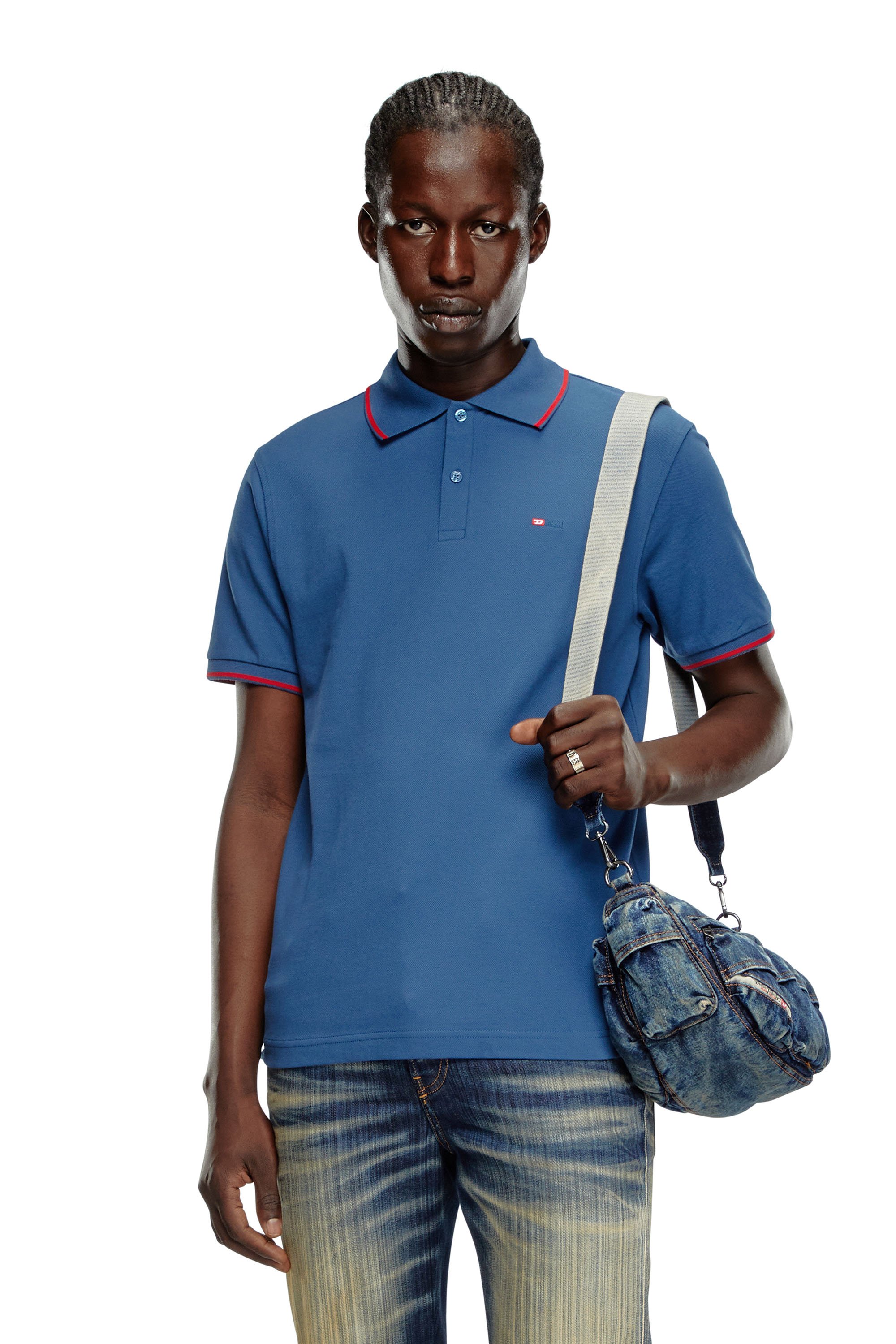 Diesel - T-FERRY-MICRODIV, Camisa polo con pequeño bordado Diesel Hombre in Azul marino - 1