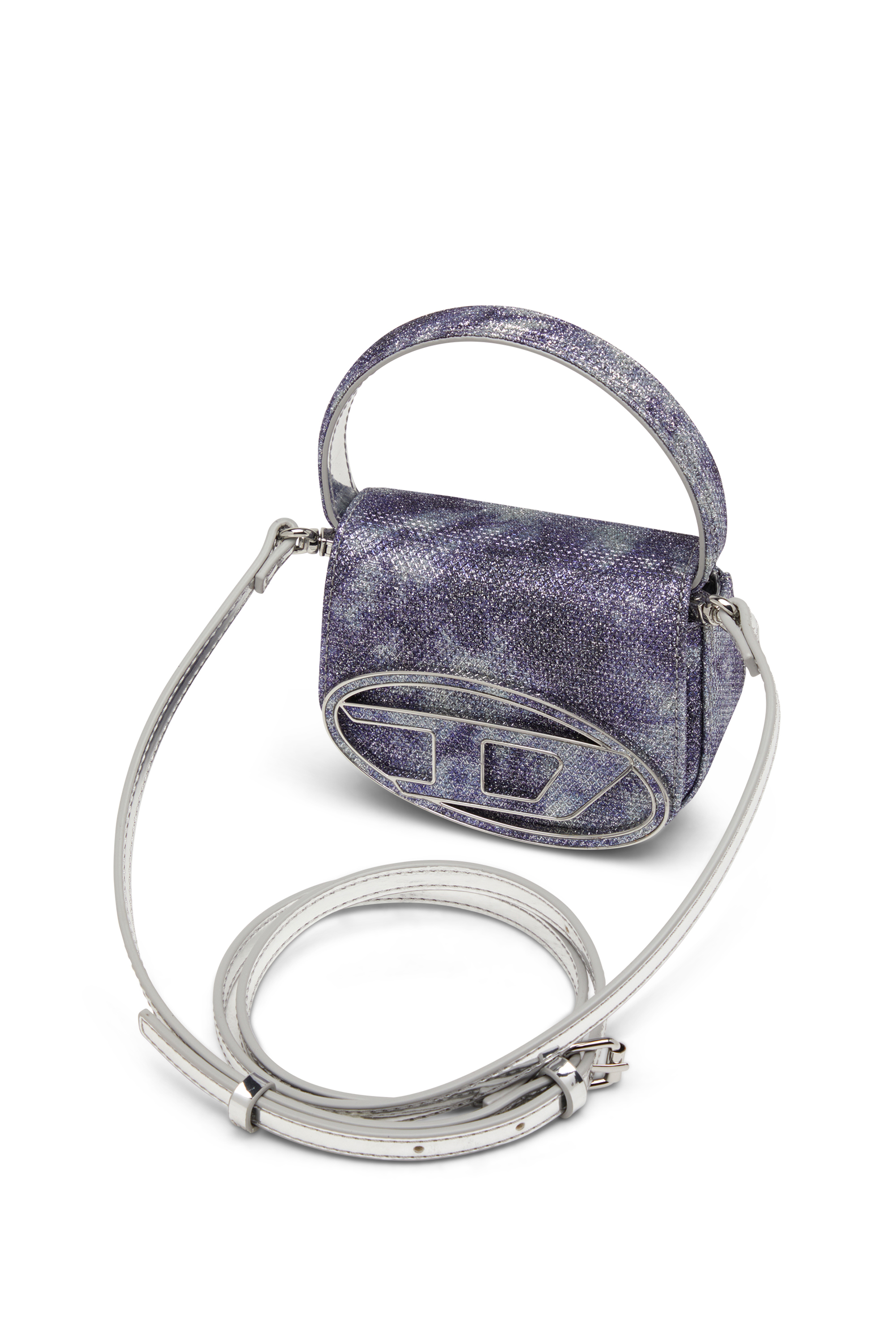 Diesel - 1DR XS, Minibolso icónico de tejido brillante Mujer in Azul marino - 5