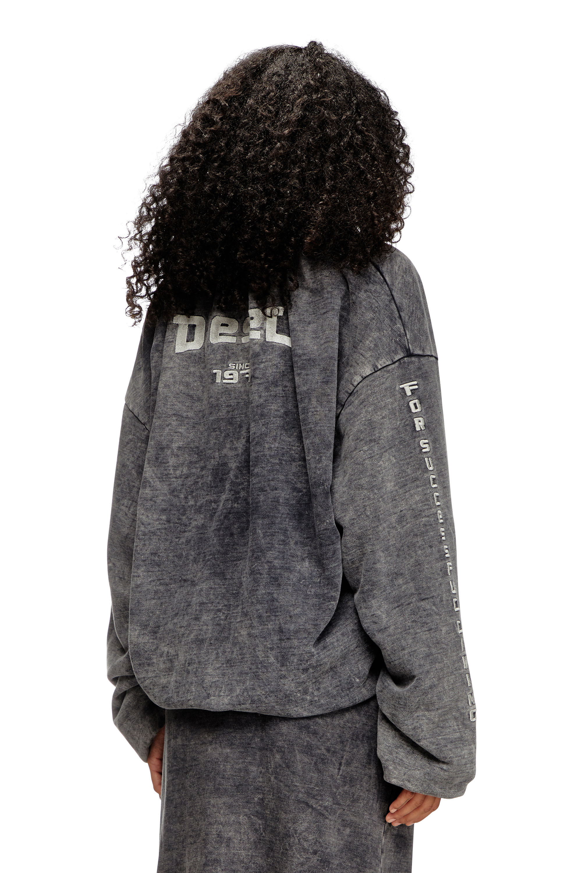 Diesel - S-FISHY-V, Sudadera fruncida con efecto denim Mujer in Gris - 2