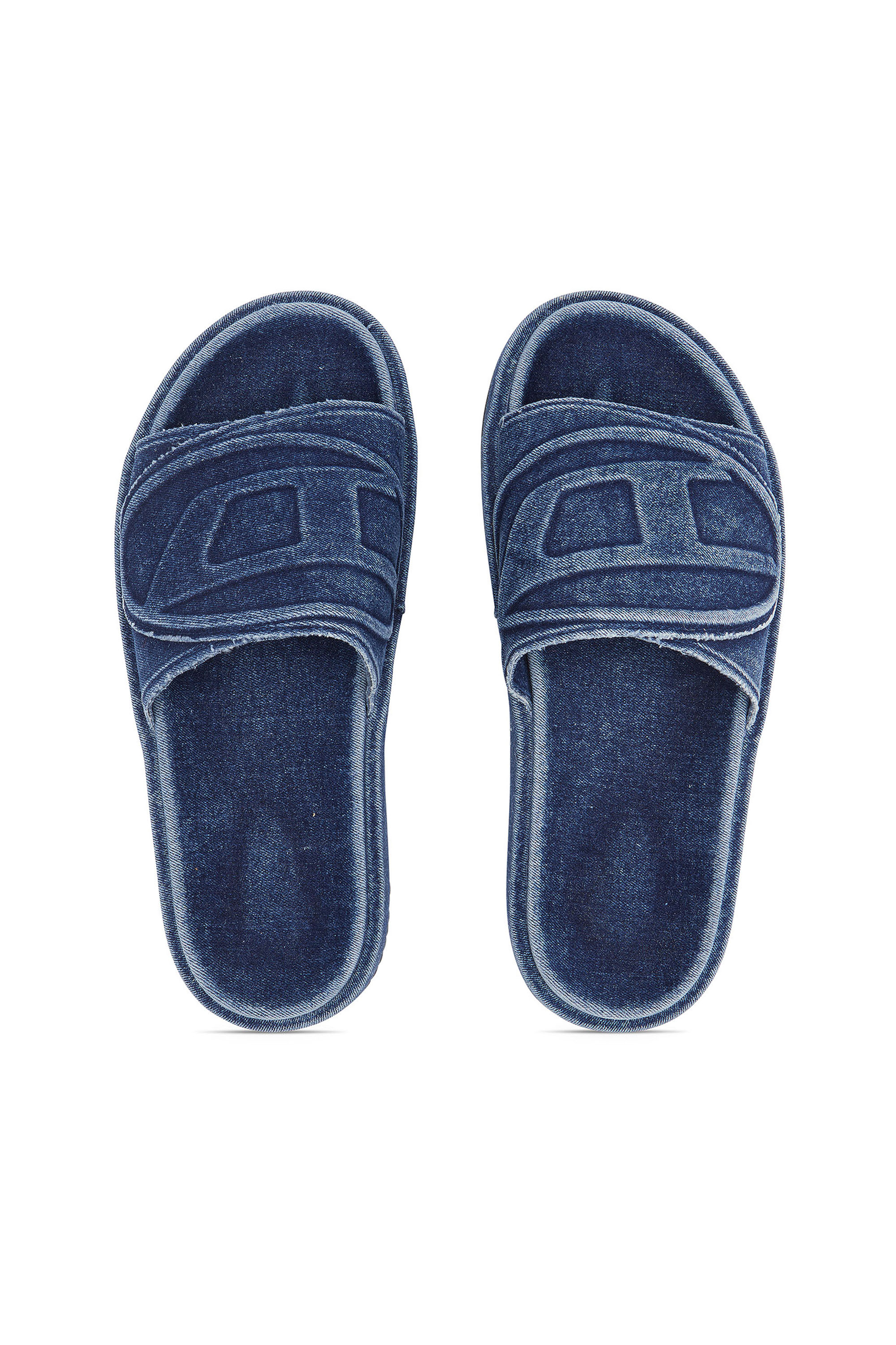 Diesel - SA-SLIDE D OVAL, Unisex's Sa-Slide D-Denim slides with embossed strap in Blue - 5