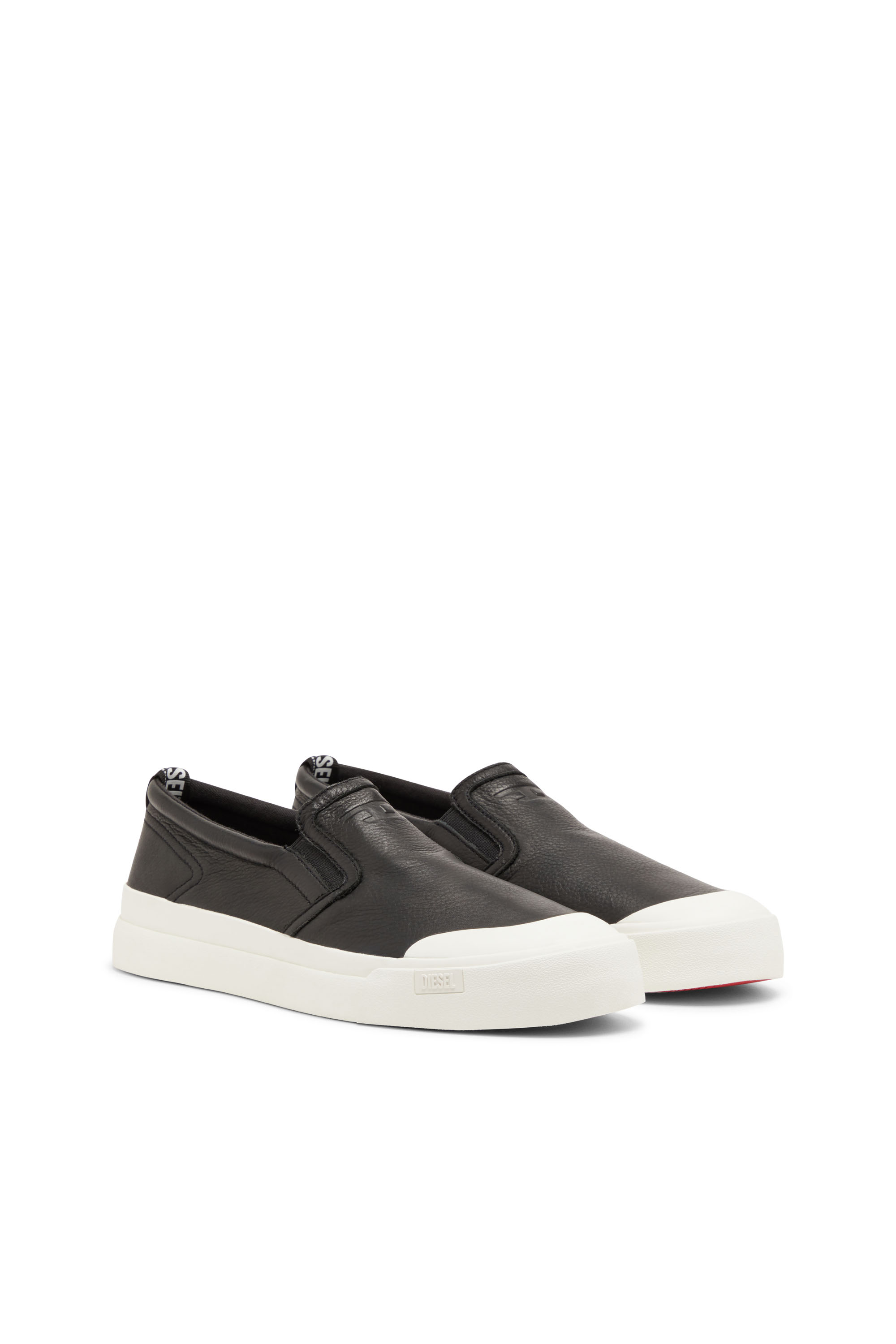 Diesel - S-ATHOS SLIP ON, S-Athos-Deportivas sin cordones de cuero liso Hombre in Negro - 2