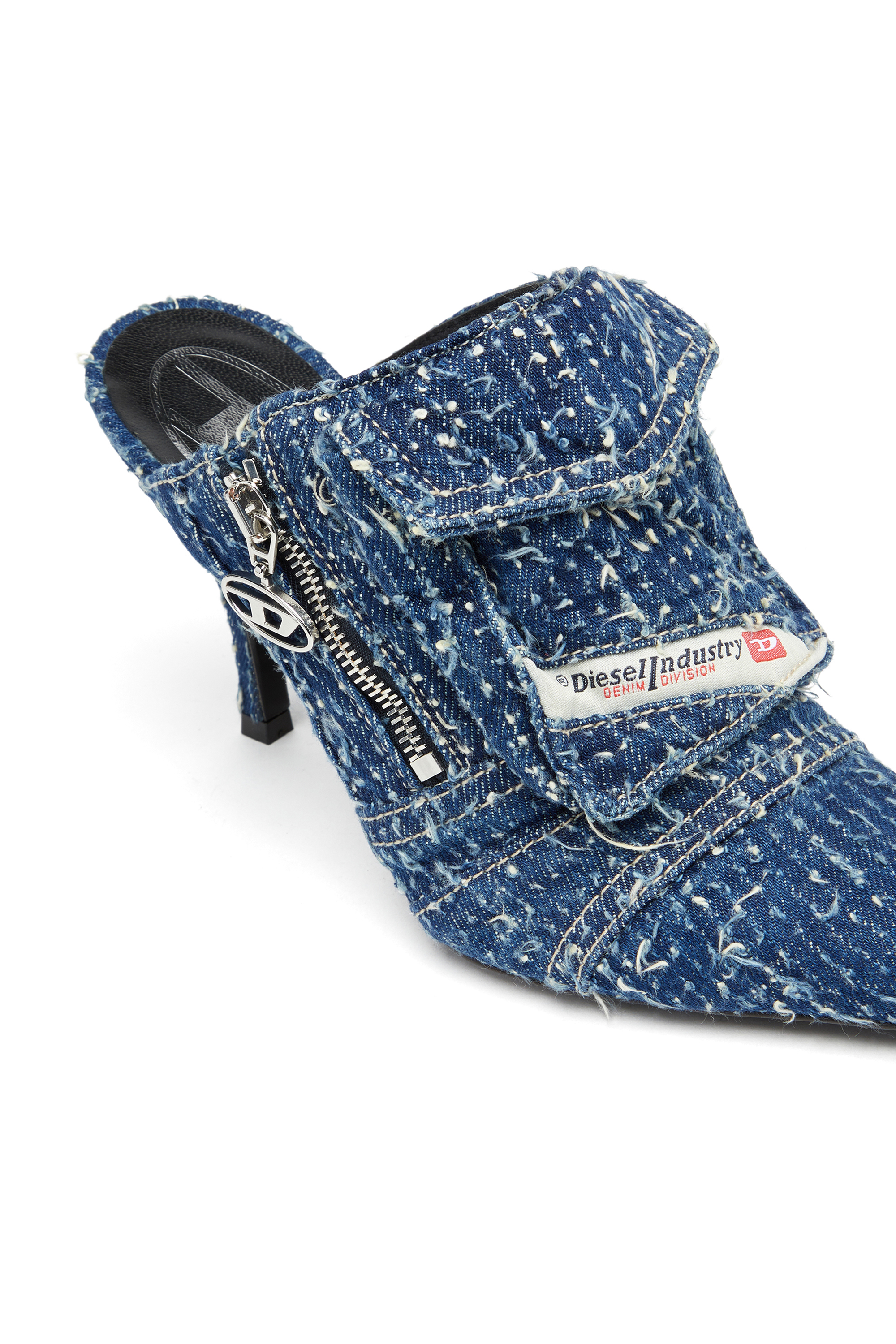 Diesel - D-VENUS POCKET ML, D-Venus-Zapatos sin talón y con tacón de denim bouclé Mujer in Azul marino - 5