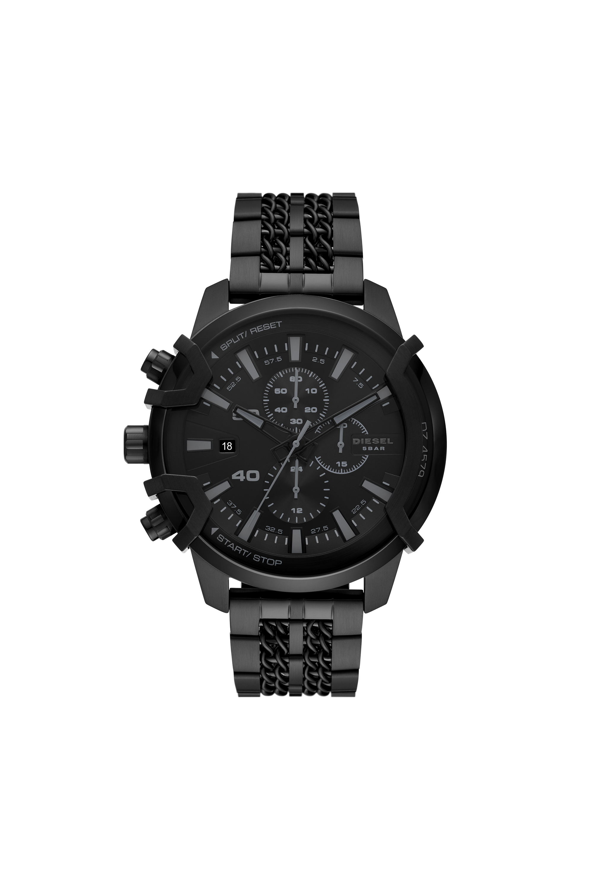 Diesel - DZ4579, Man's Griffed Chronograph Stainless Steel Watch in Black - 1