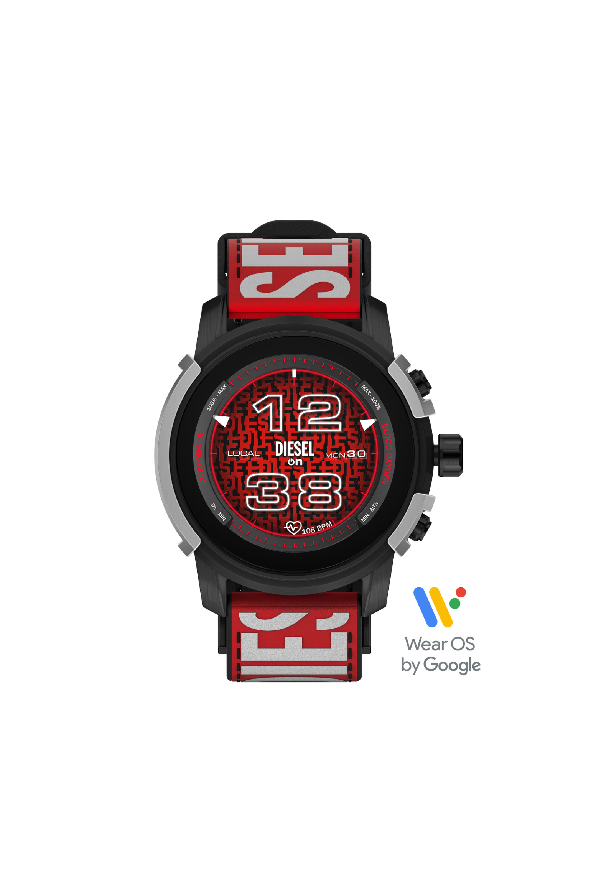 Diesel - DZT2041, Man's Griffed nylon and silicone smartwatch in Black/Red - 5